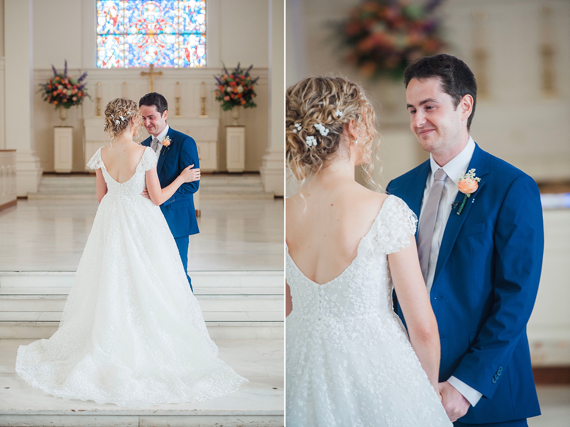 first look between bride and groom