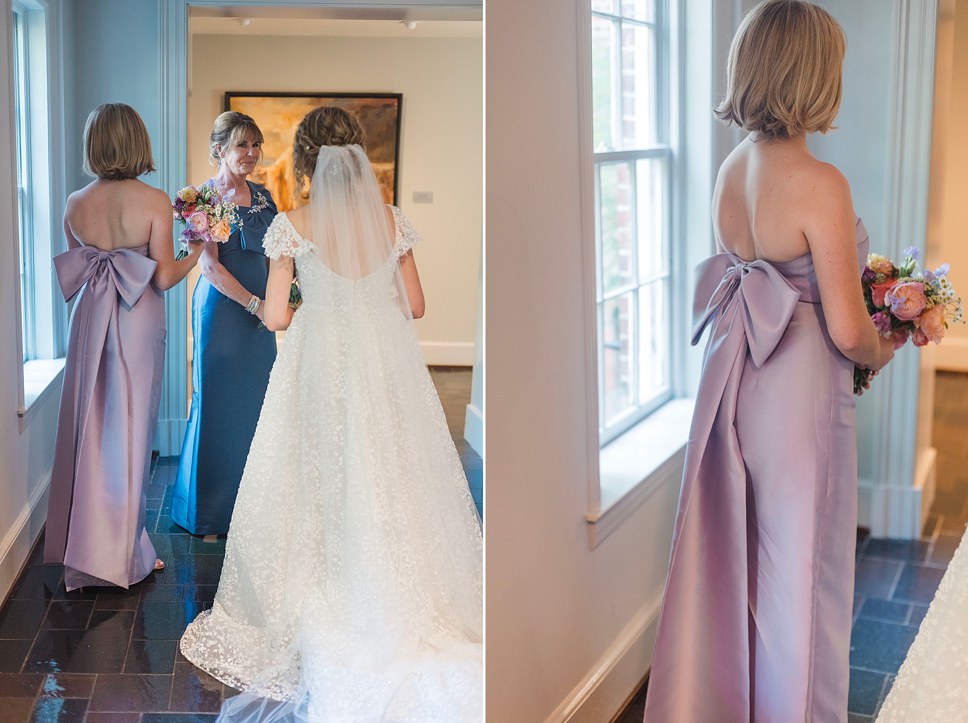 bride and bridesmaids wait for ceremony to start