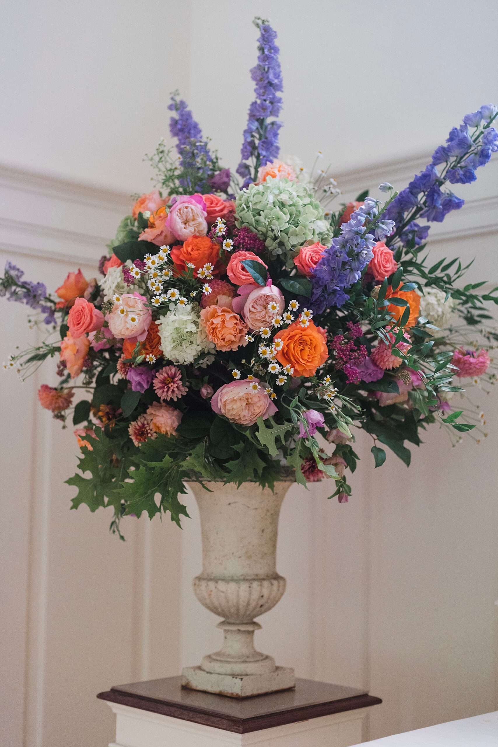 flower arrangements at wedding ceremony