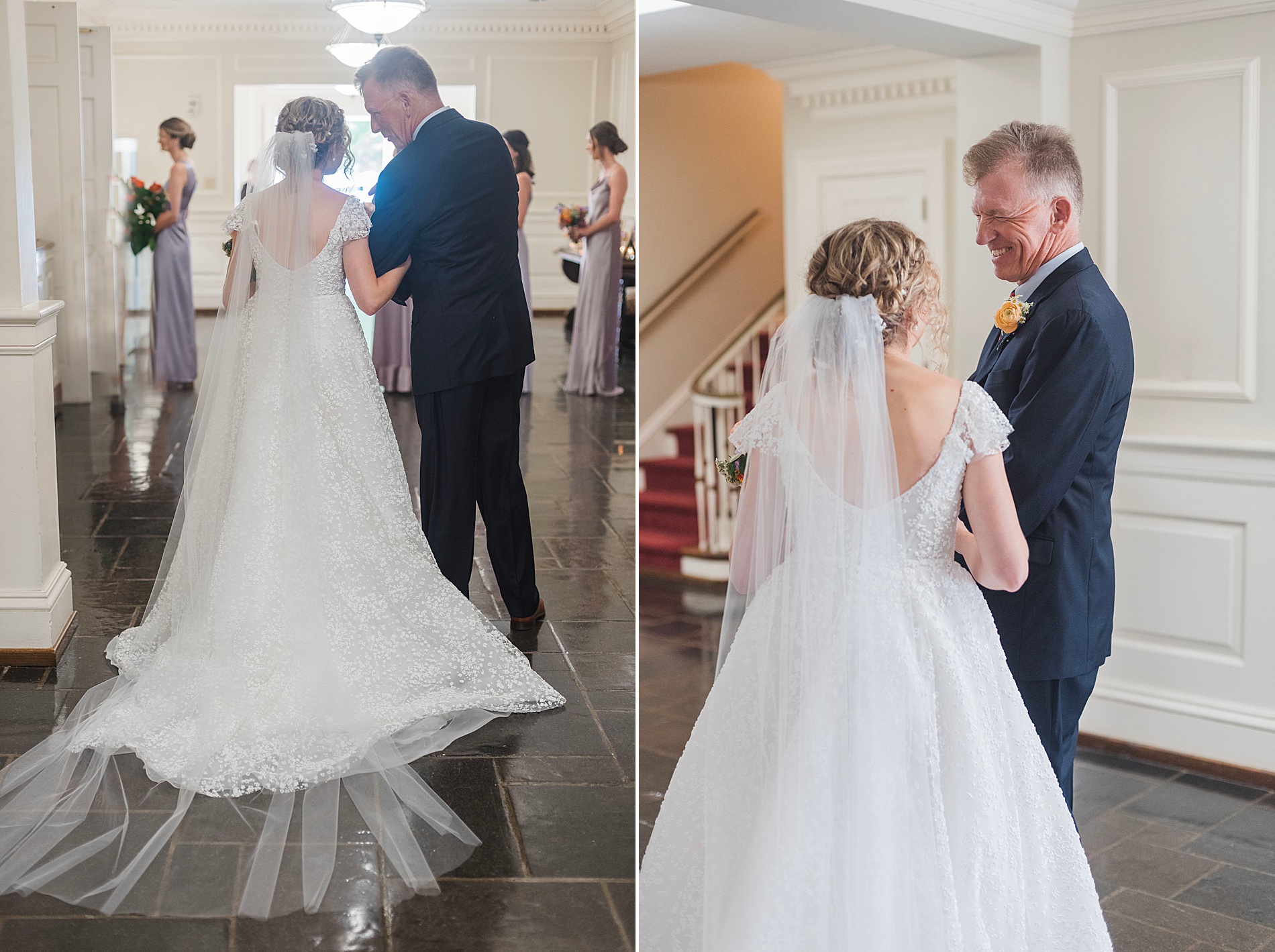 bride walks down aisle with her father 