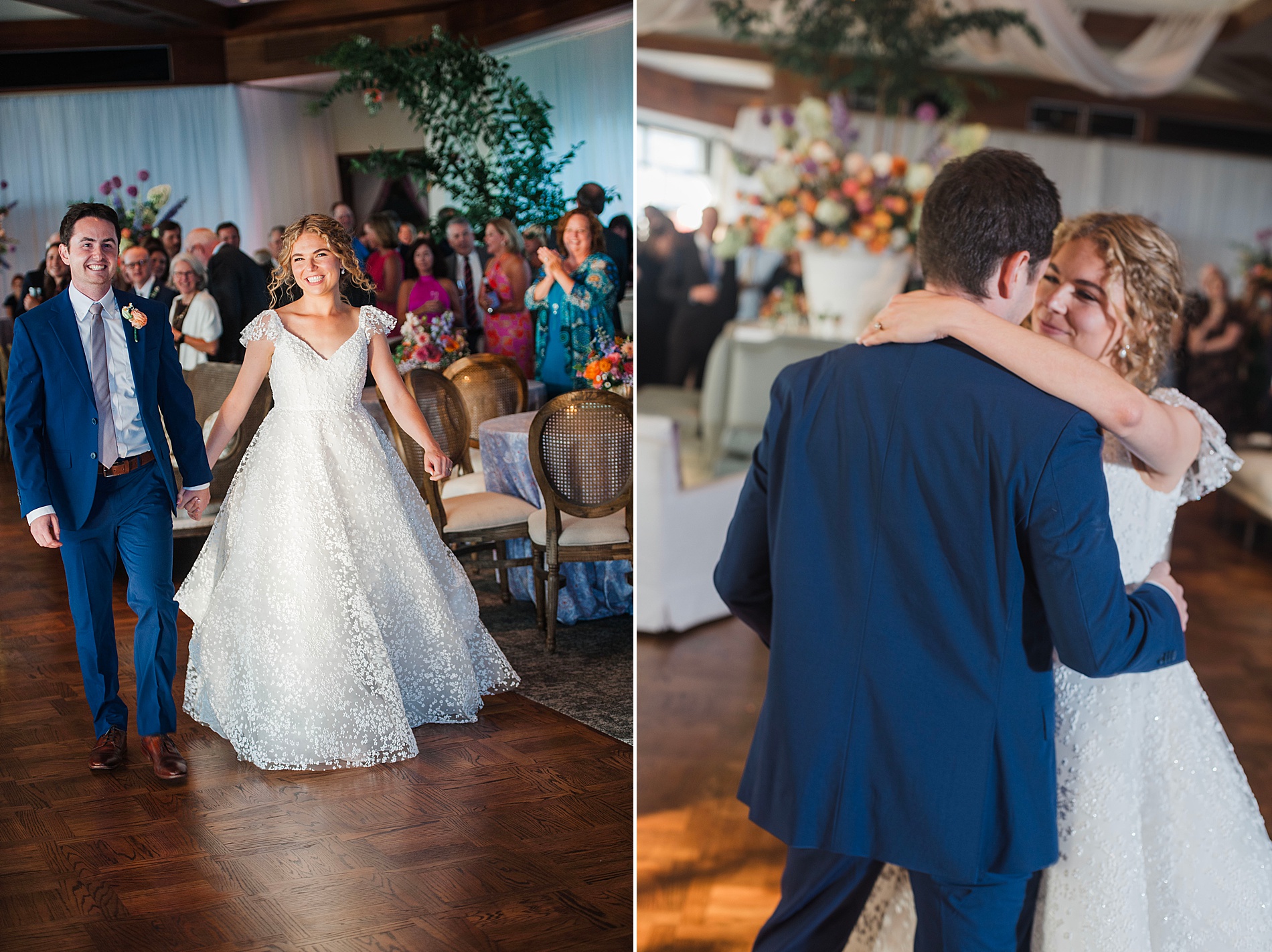 newlyweds enter wedding reception at The Club