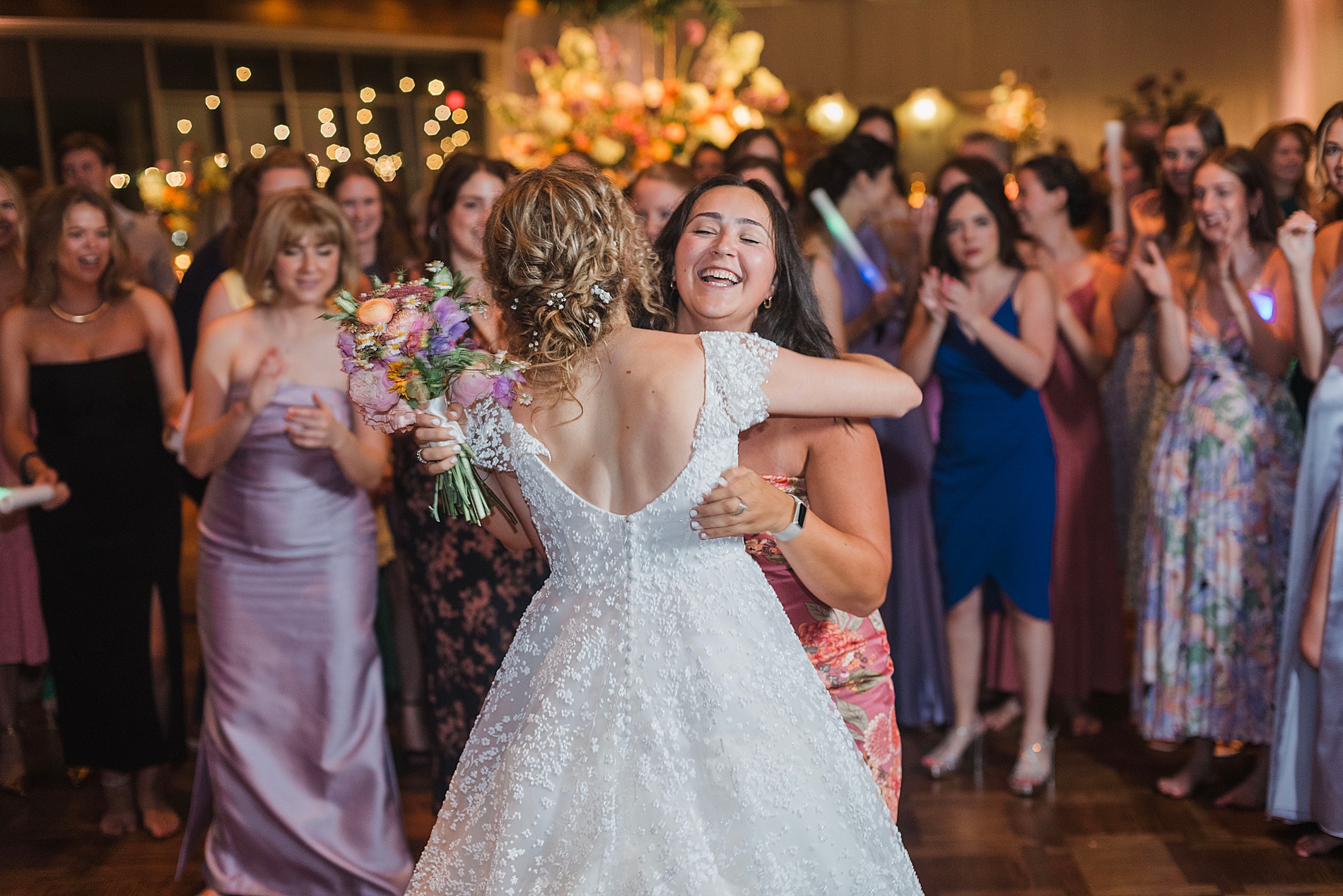 candid moment during wedding reception