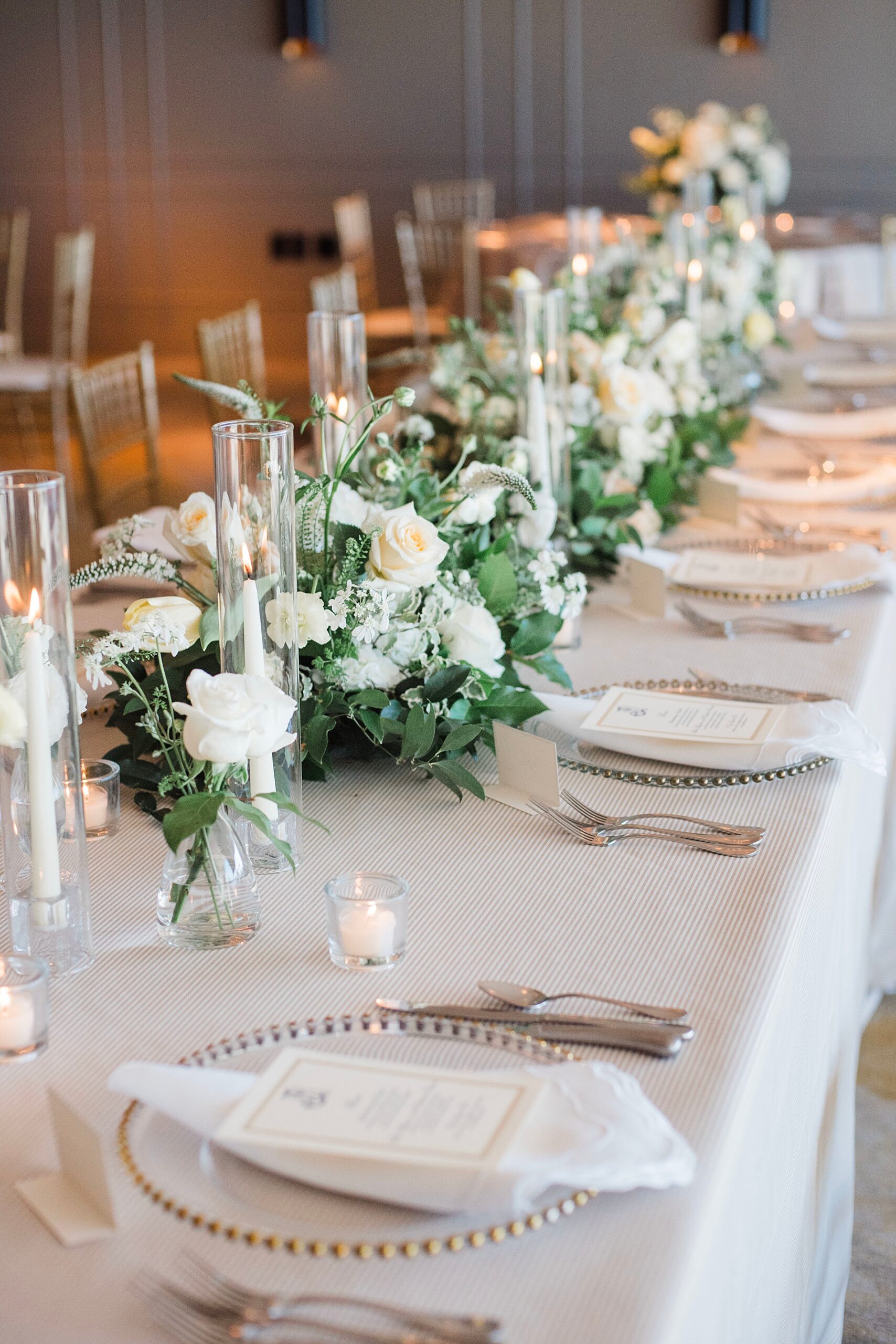 Elegant tablescape and details from Rehearsal Dinner at The Club in Birmingham 