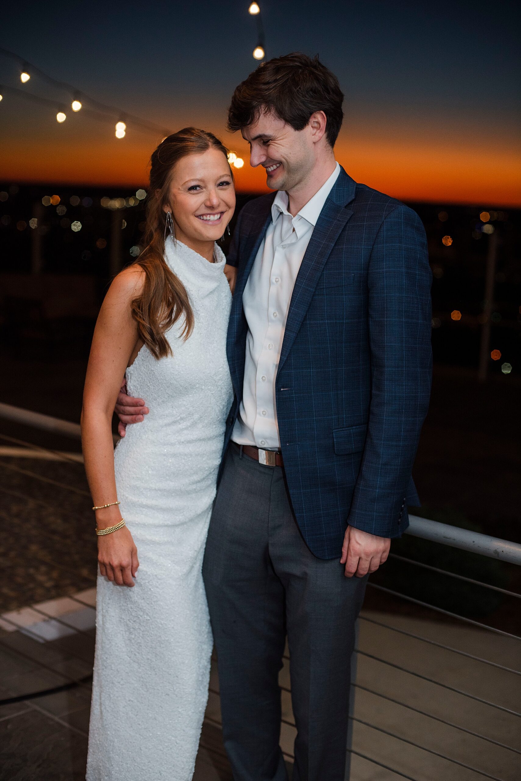 future newlyweds enjoy a stunning sunset during their rehearsal dinner at The Club in Birmingham