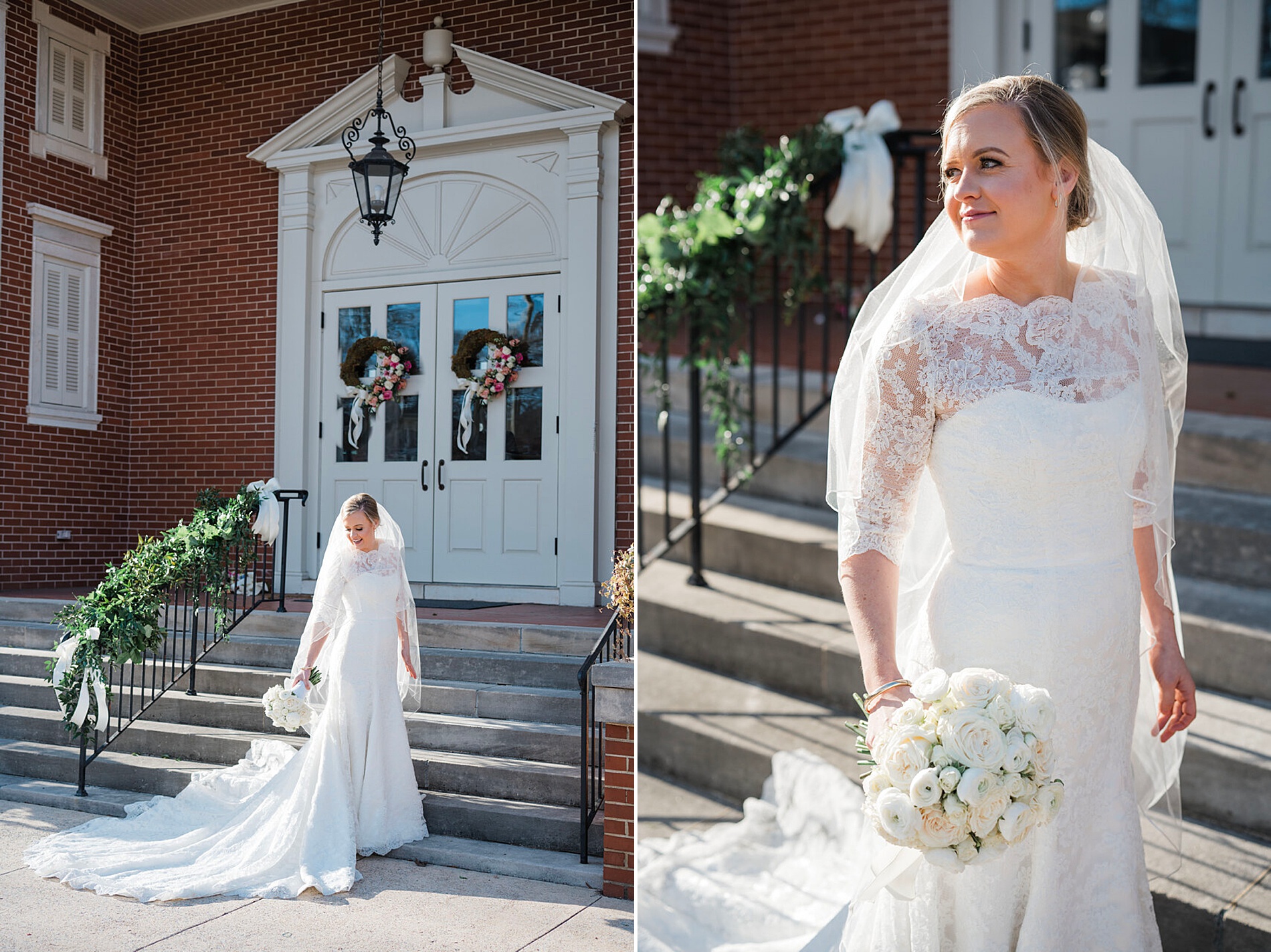 Southeastern bride in front of church