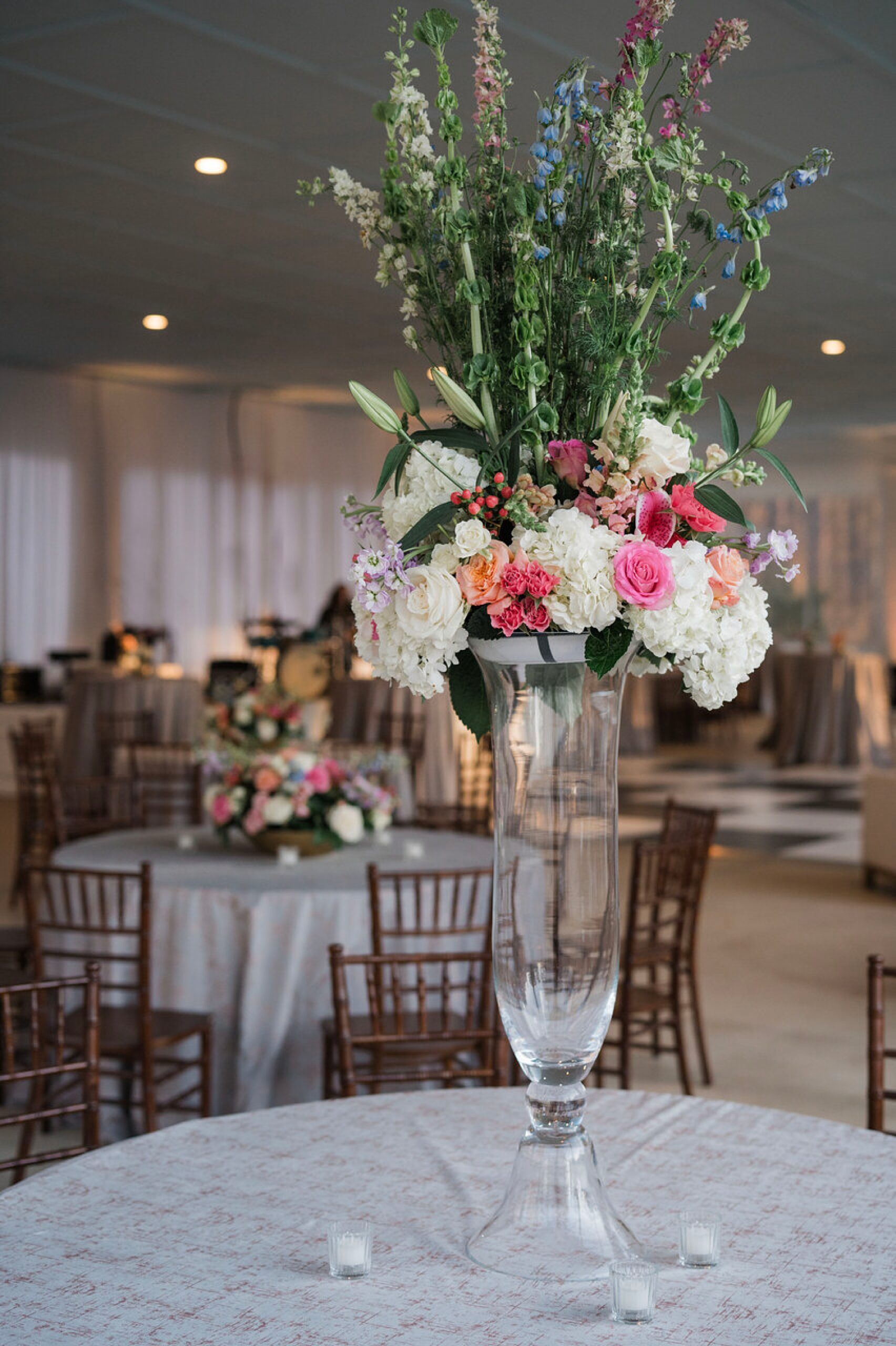 floral centerpieces in clear vases