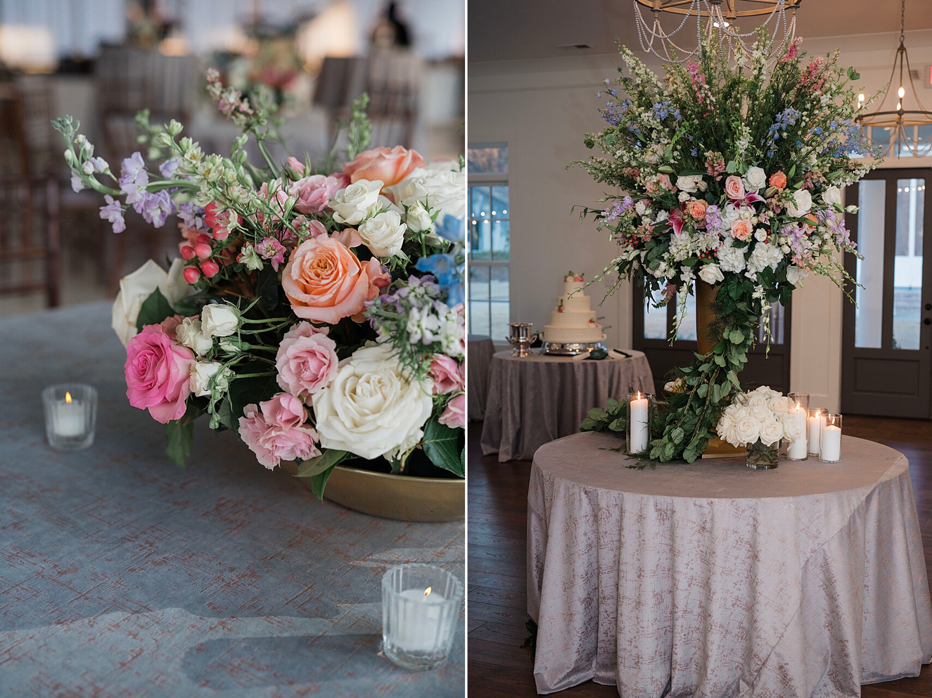 vibrant wedding flowers at reception