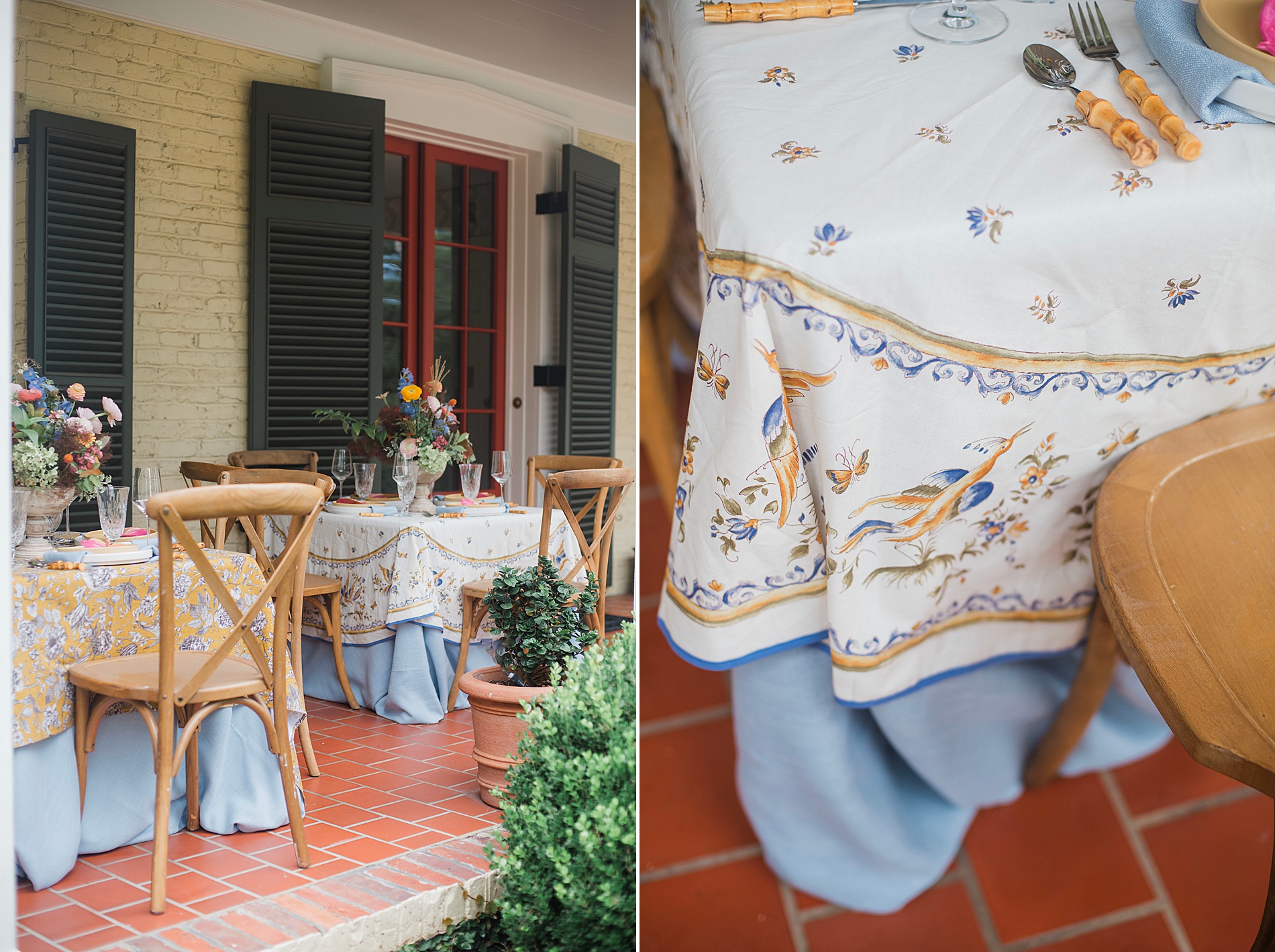 bridal brunch featuring linens collected over generations