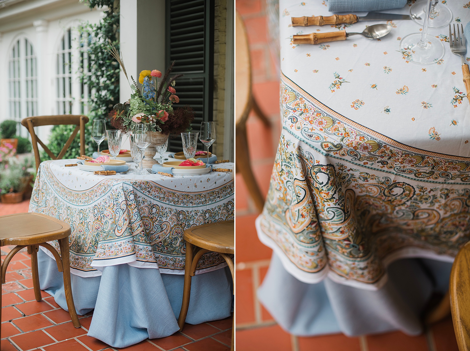 bridal brunch featuring linens collected over generations