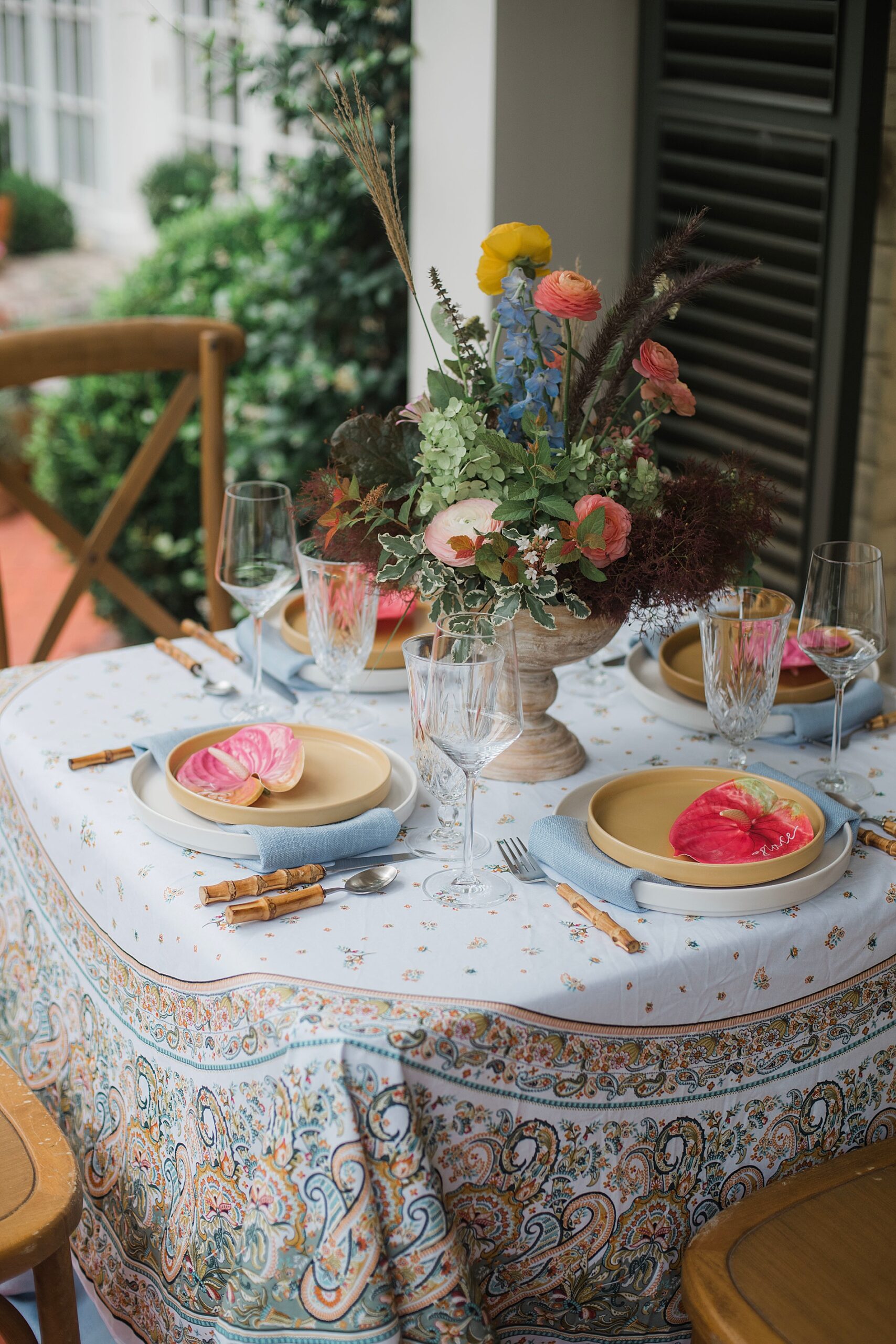 bridal brunch featuring linens collected over generations