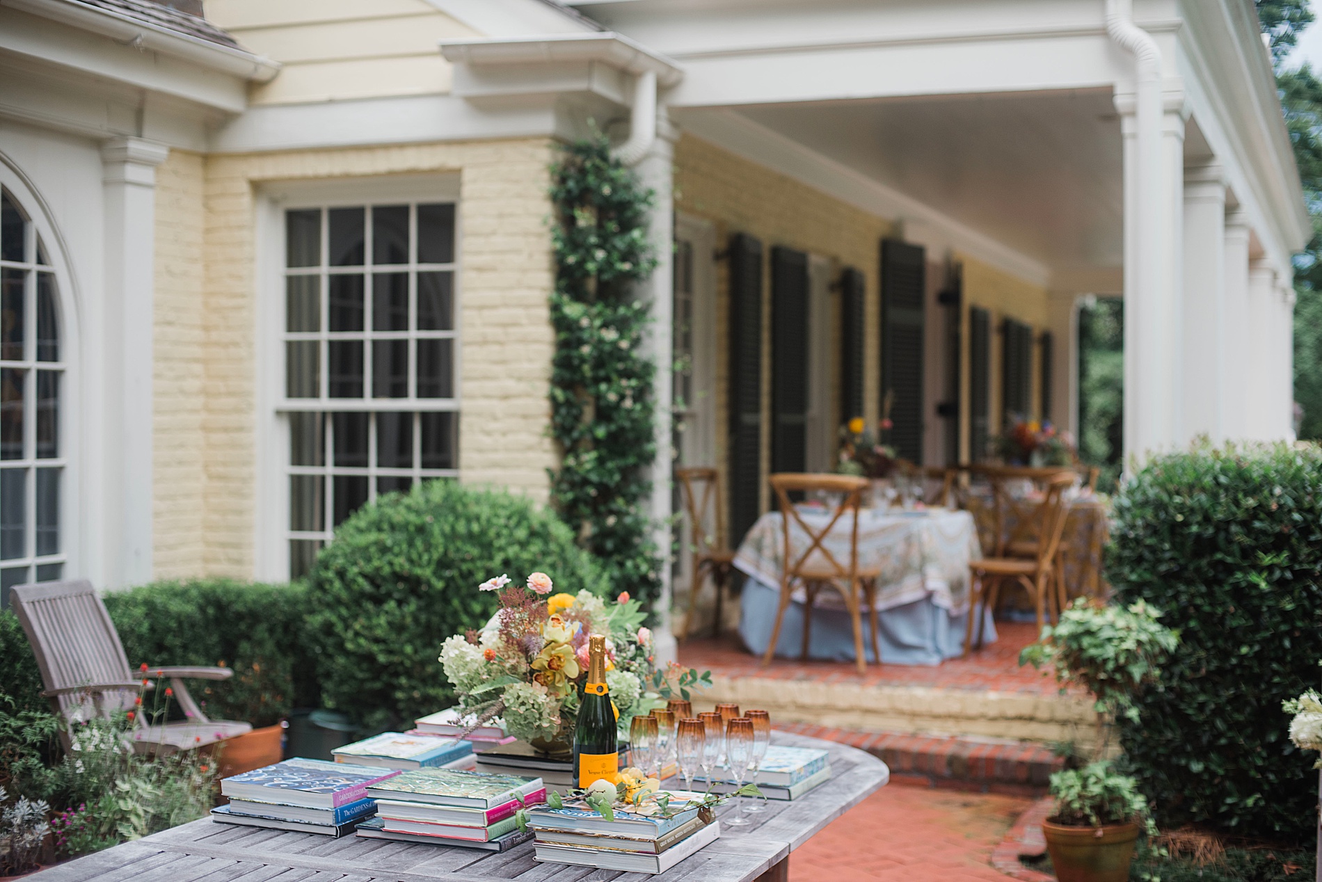 elegant garden setting for brunch to celebrate bride