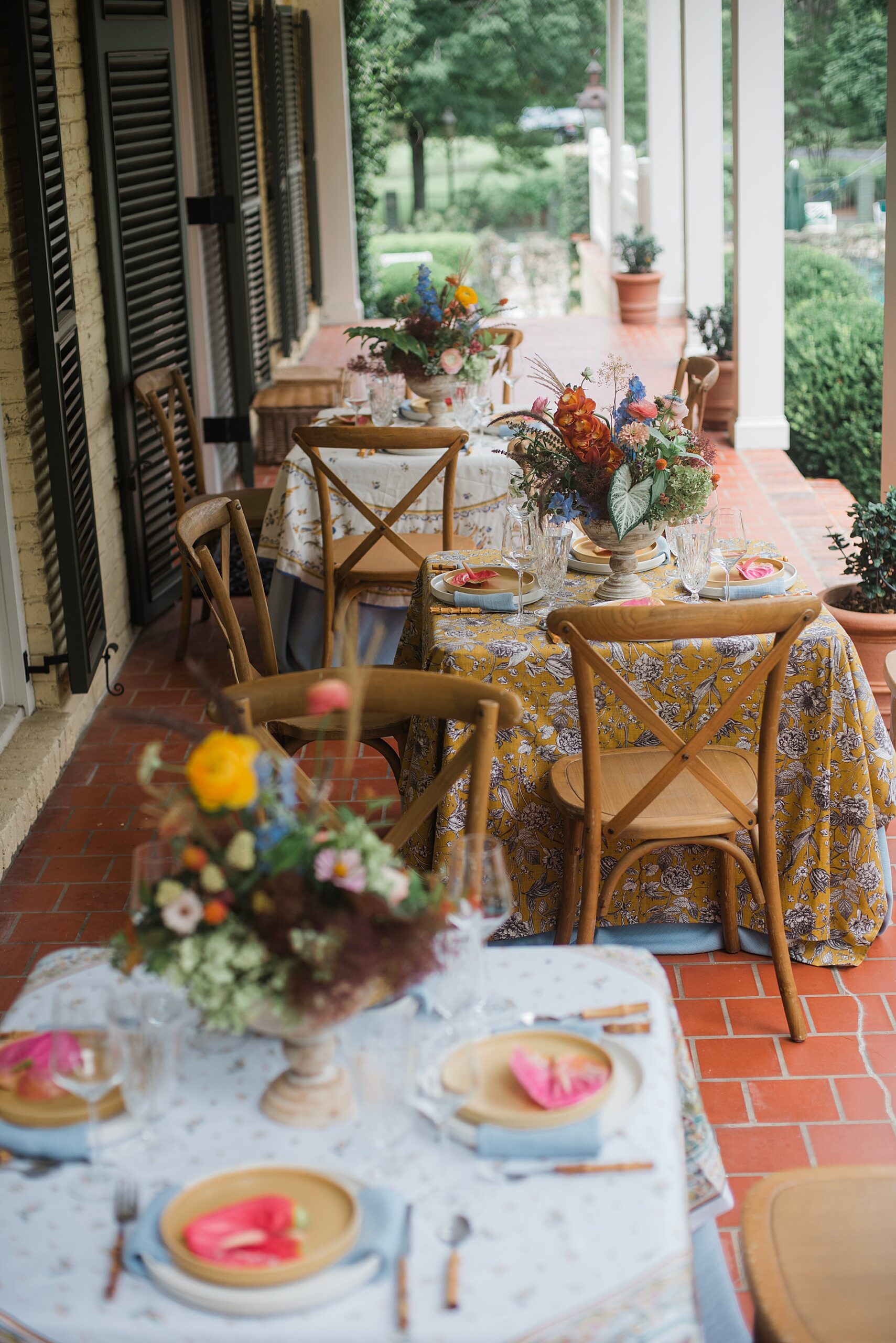 Elegant Bridal Brunch on outdoor covered porch