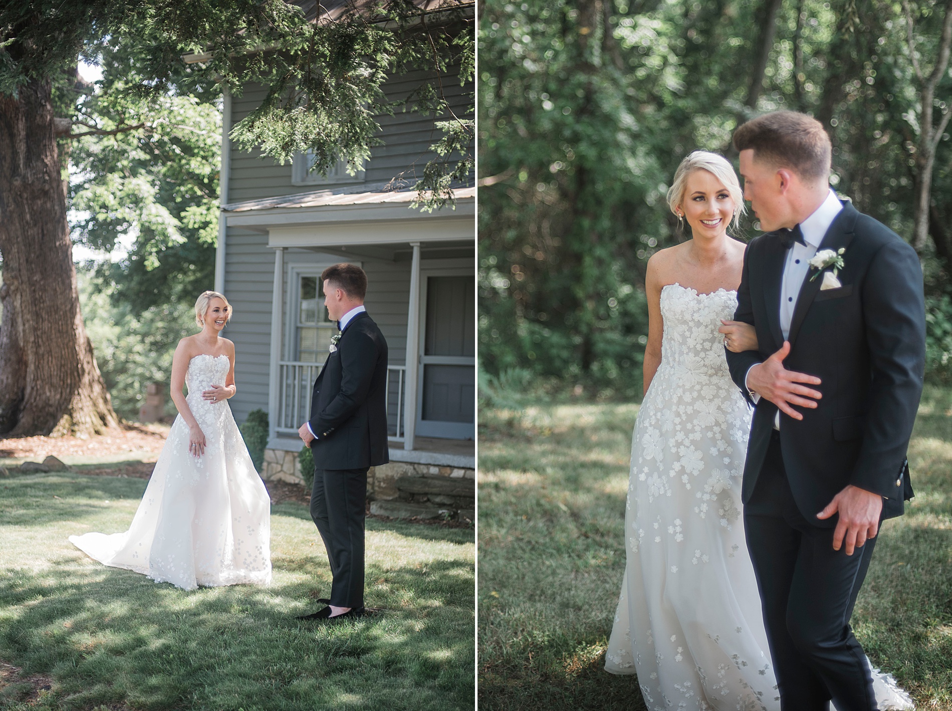 emotional first look between bride and groom
