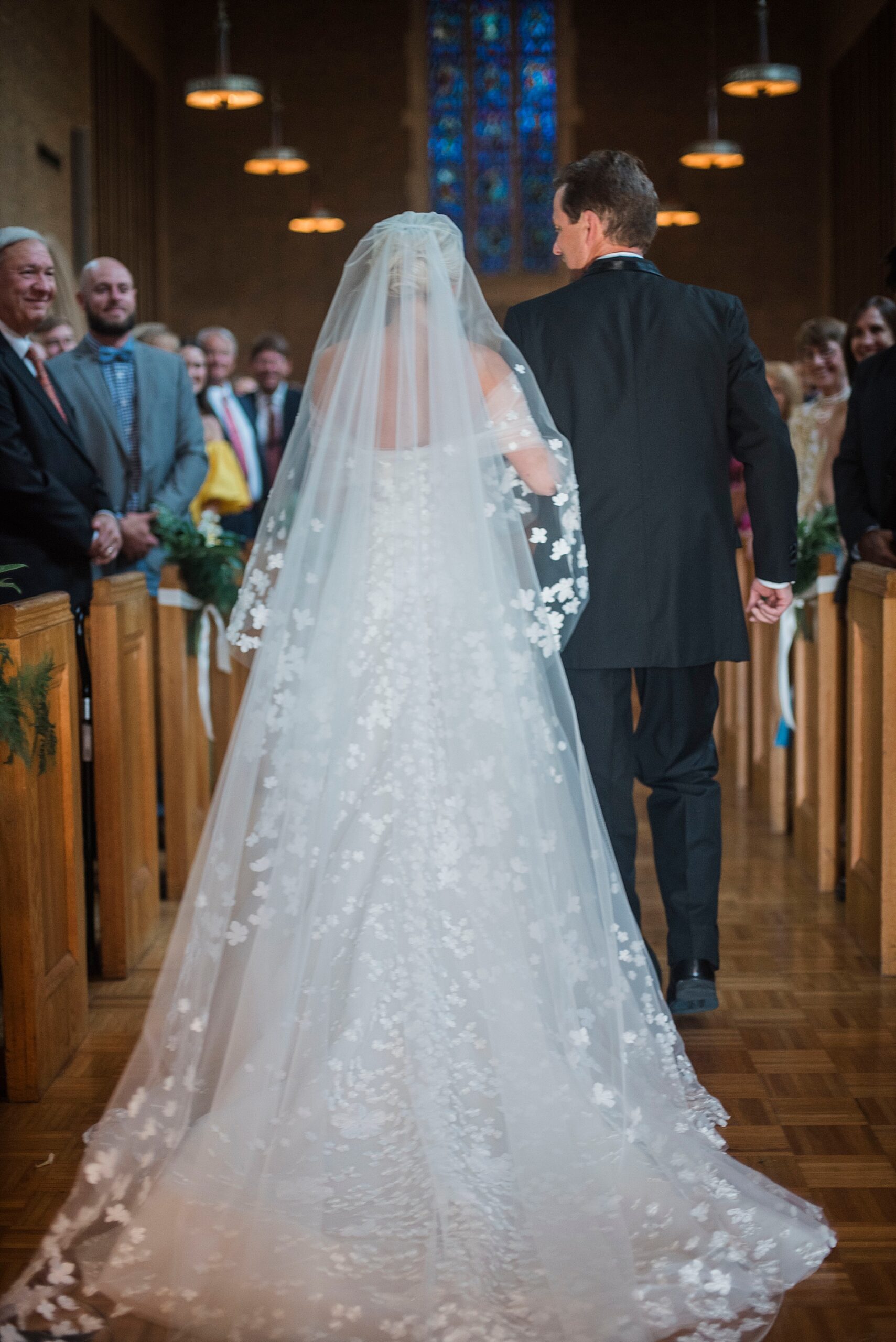 dad walks daughter down the aisle at Heartfelt North Carolina Wedding
