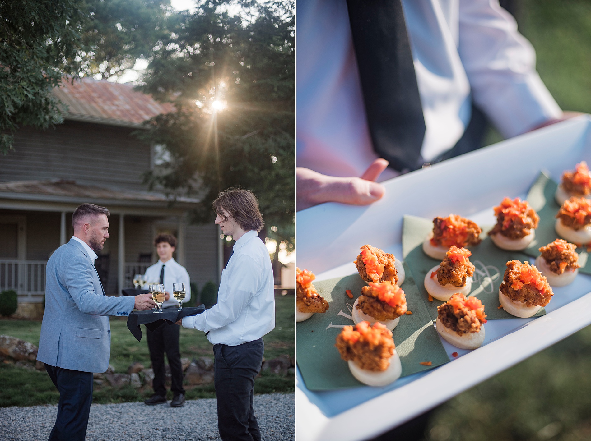 drinks and appetizers during cocktail hour