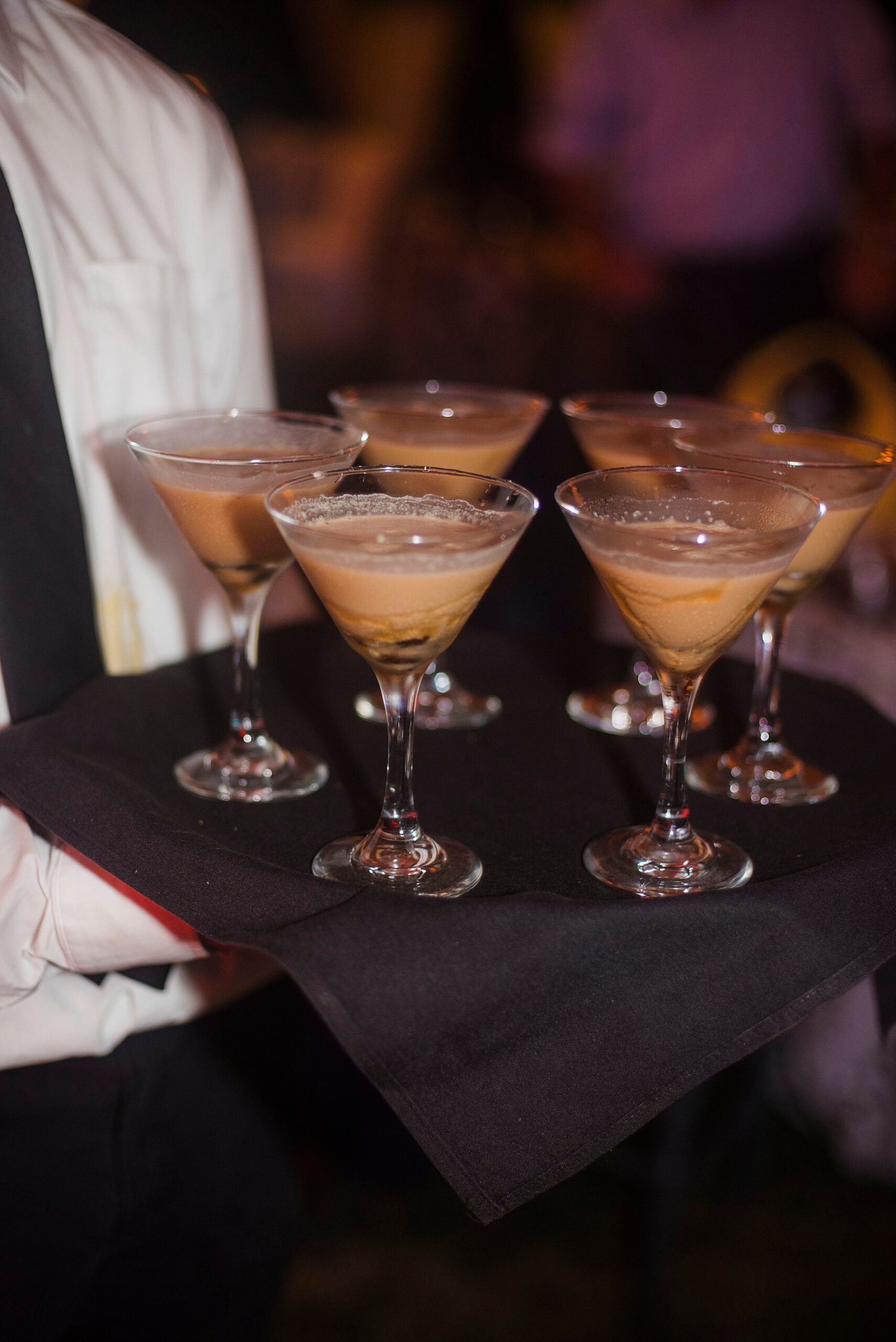 dessert martinis at wedding reception