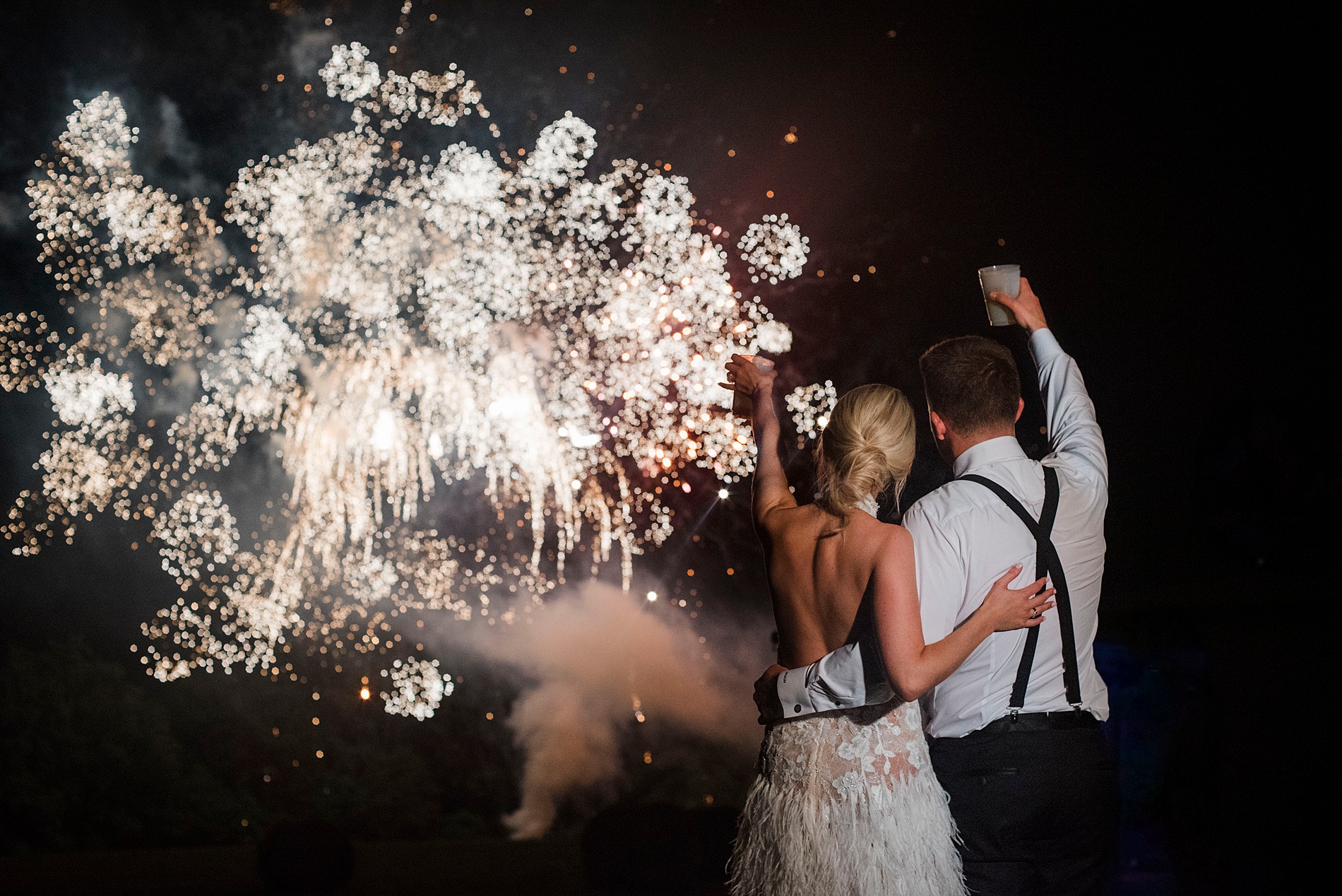 epic firework send off for newlyweds from Heartfelt North Carolina Wedding