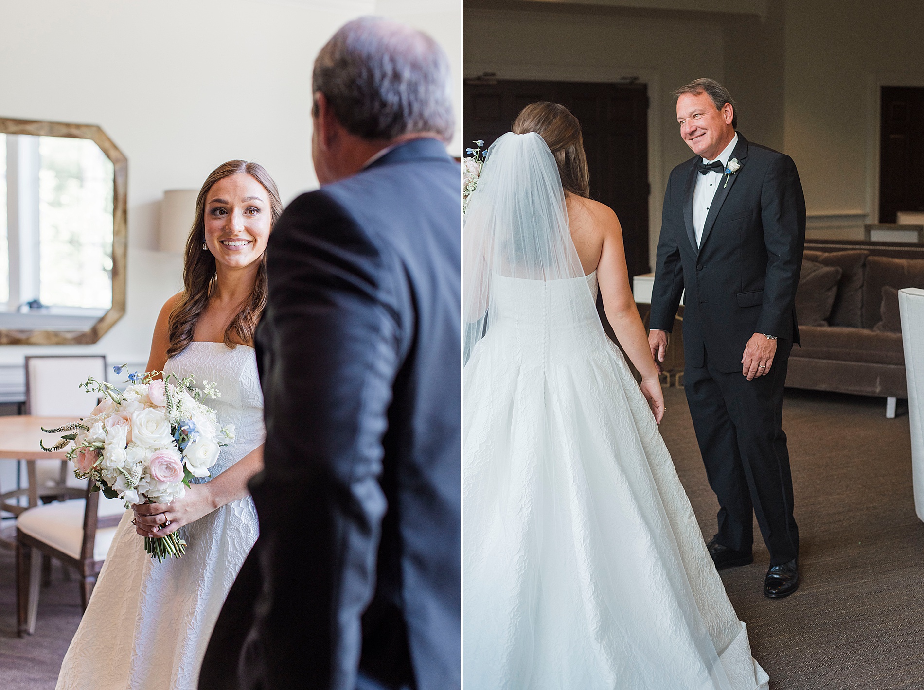 bride shares first look with father