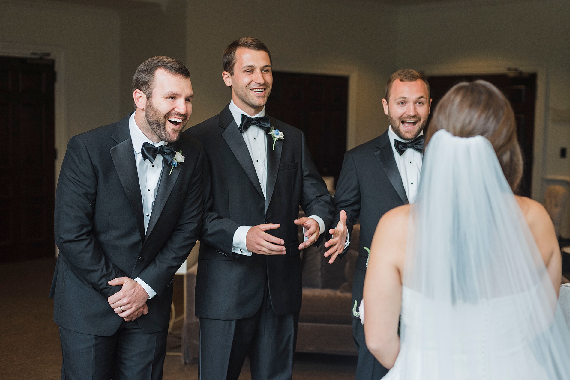 Bride's first look with 3 brothers