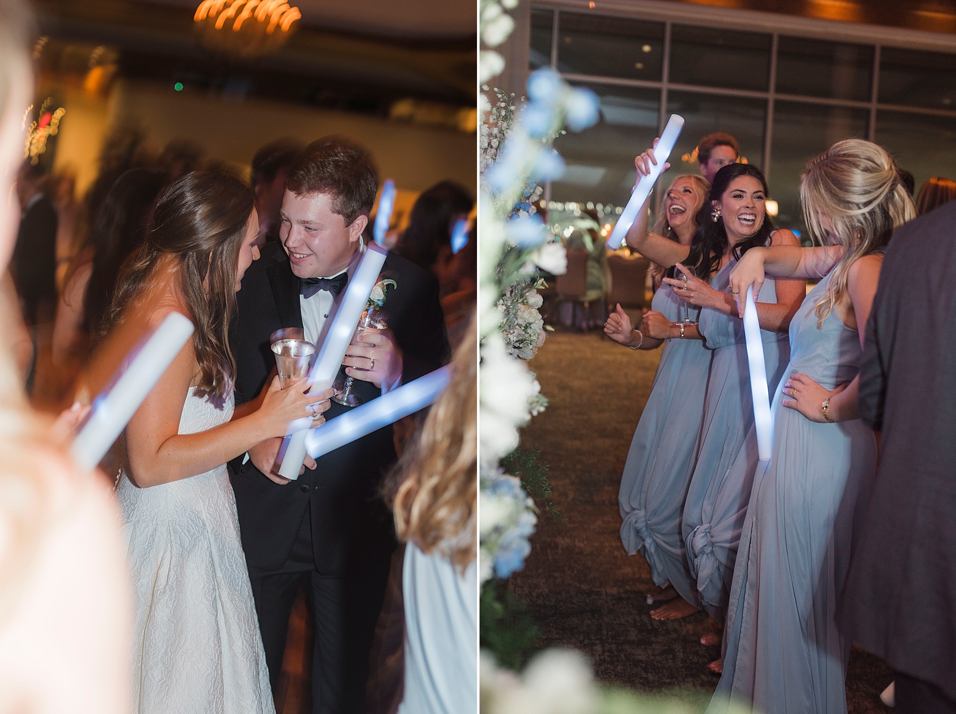 newlyweds and guests on the dance floor