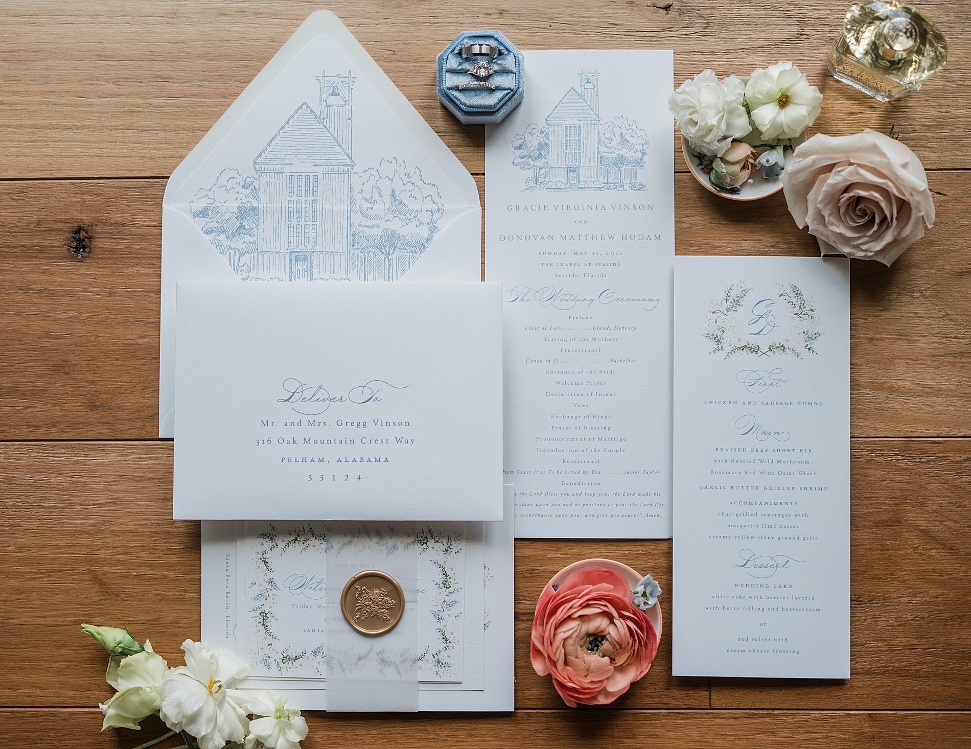 elegant wedding invitation suite from Coastal Florida Wedding