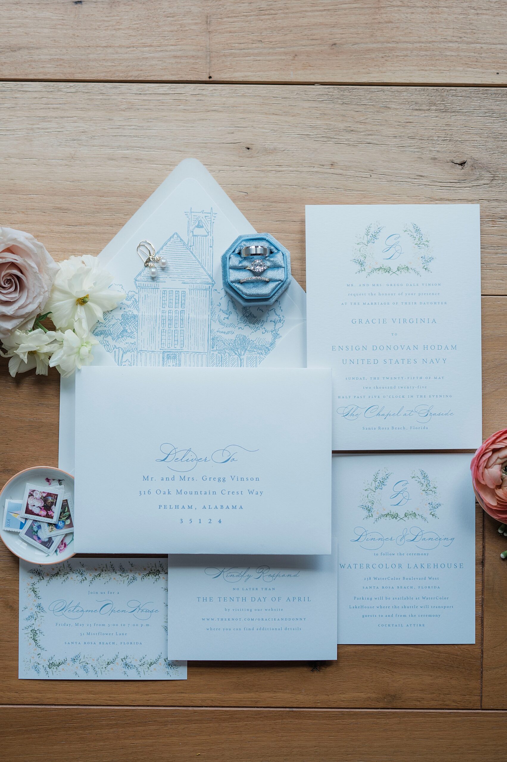 wedding invitation with custom envelope liner
