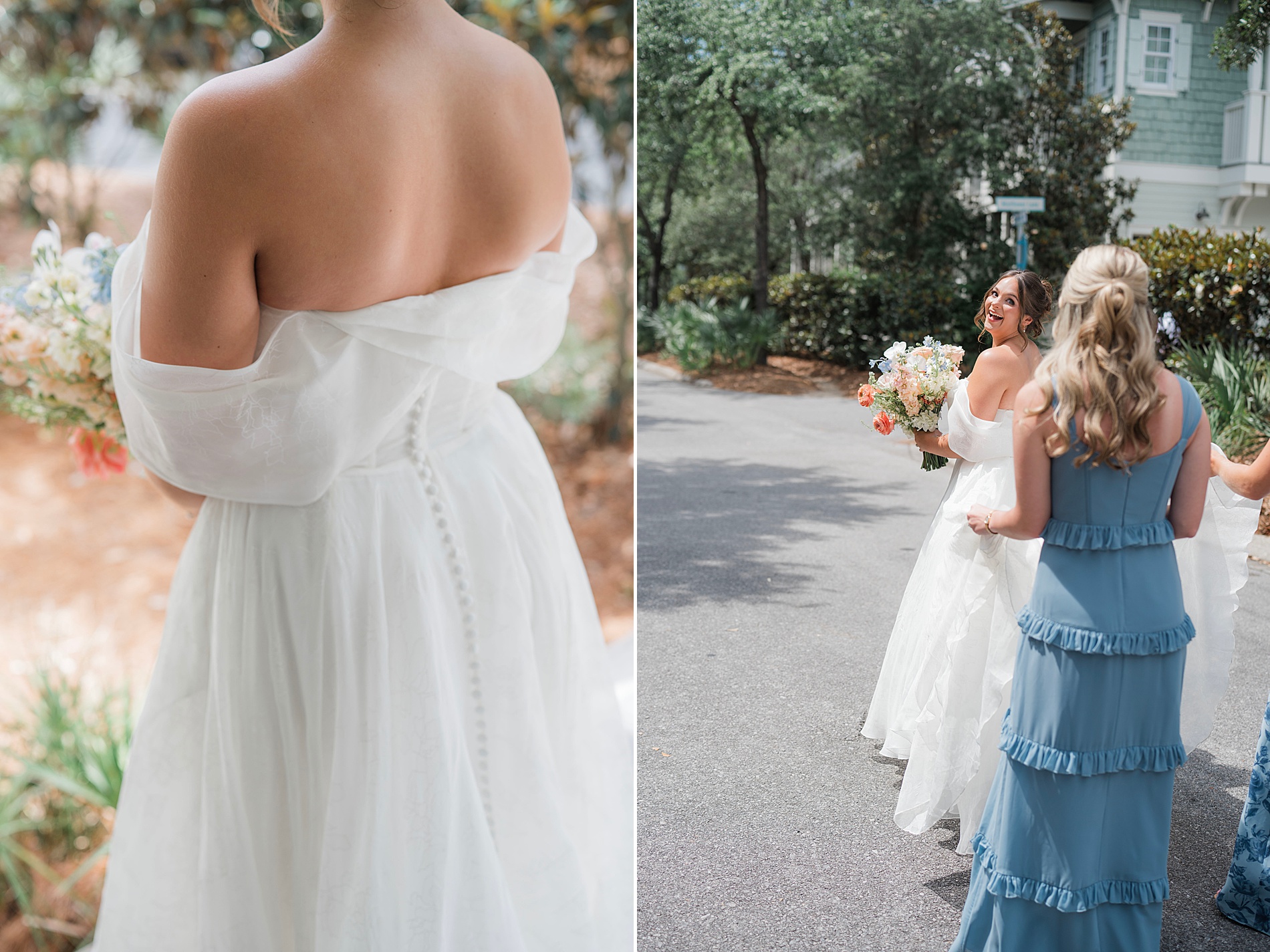 back of bride's wedding dress