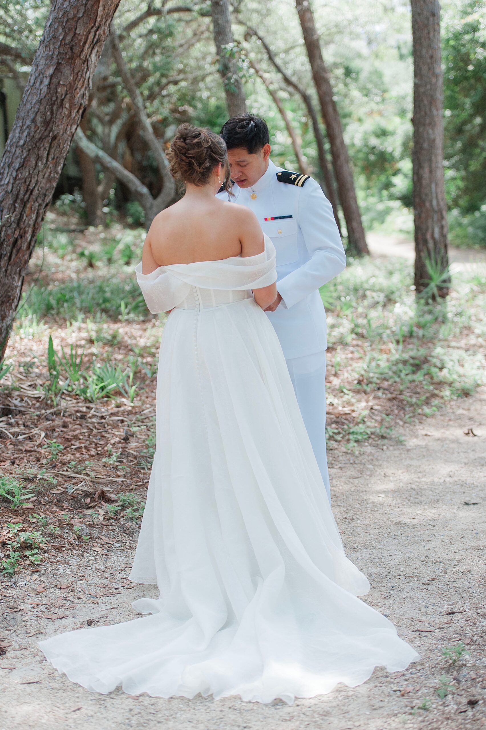 emotional groom during first look