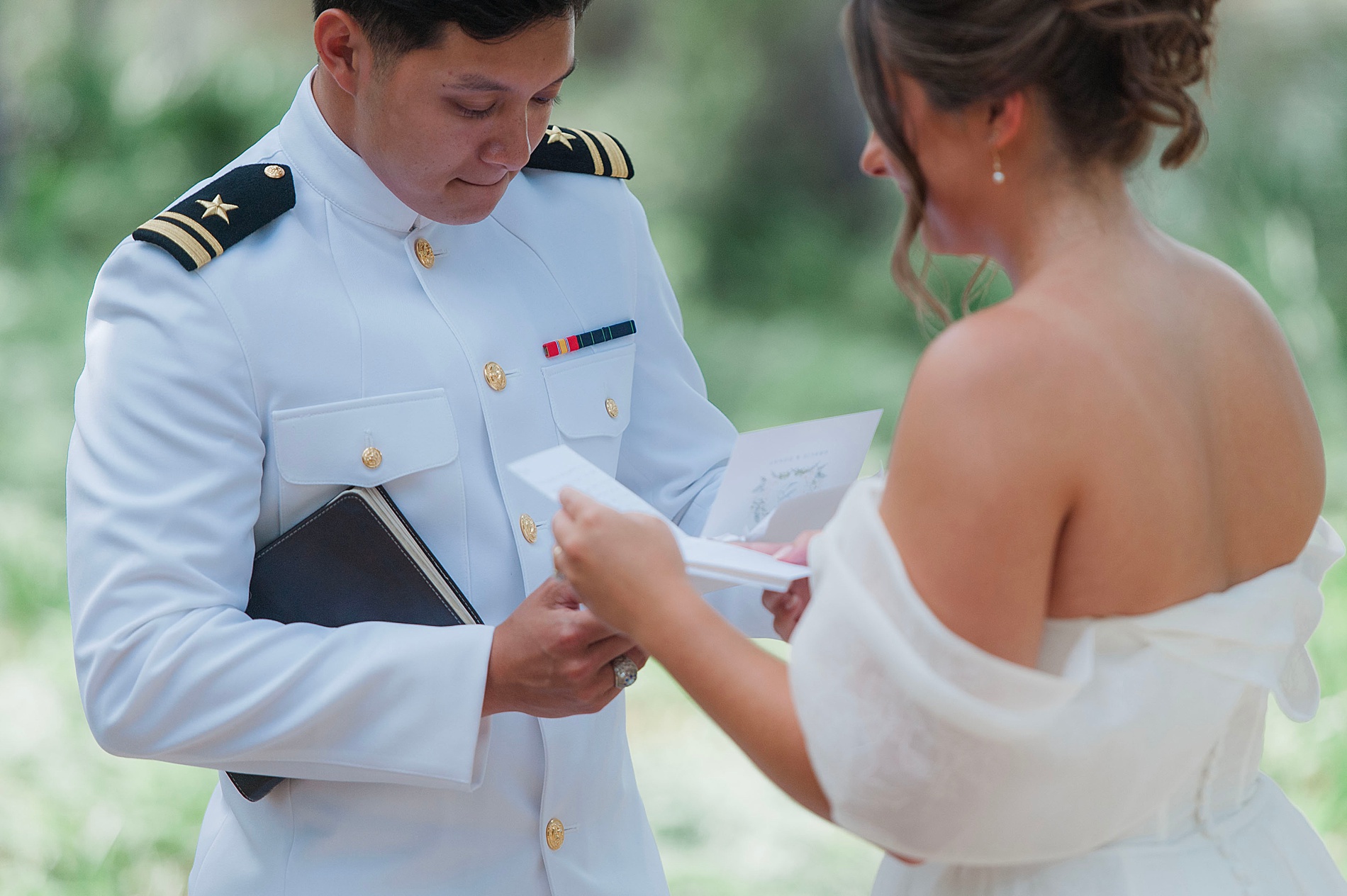 bride and groom exchange private vows