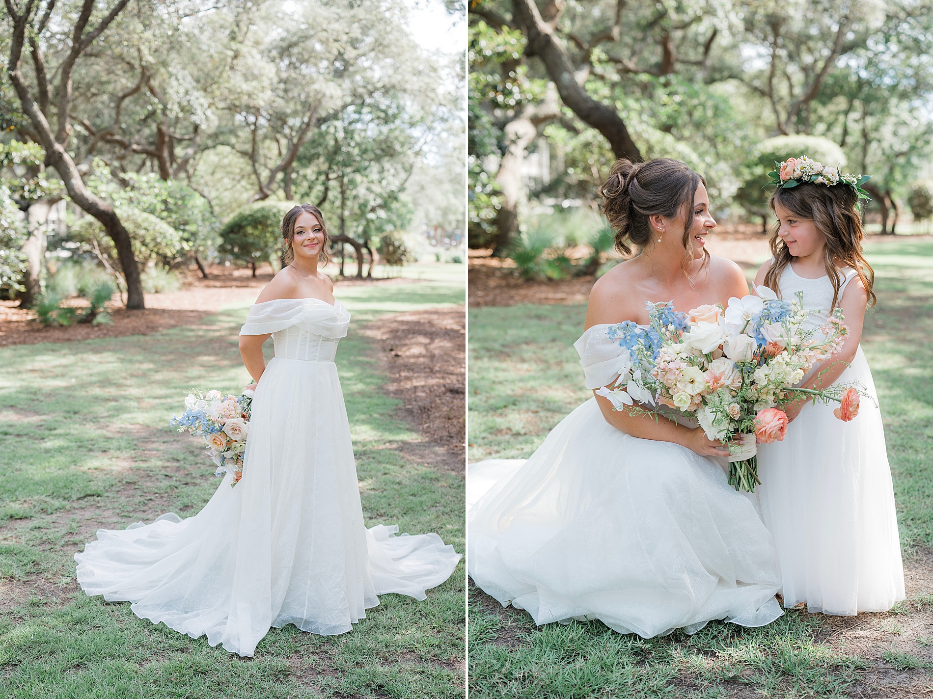 bride with flower girl