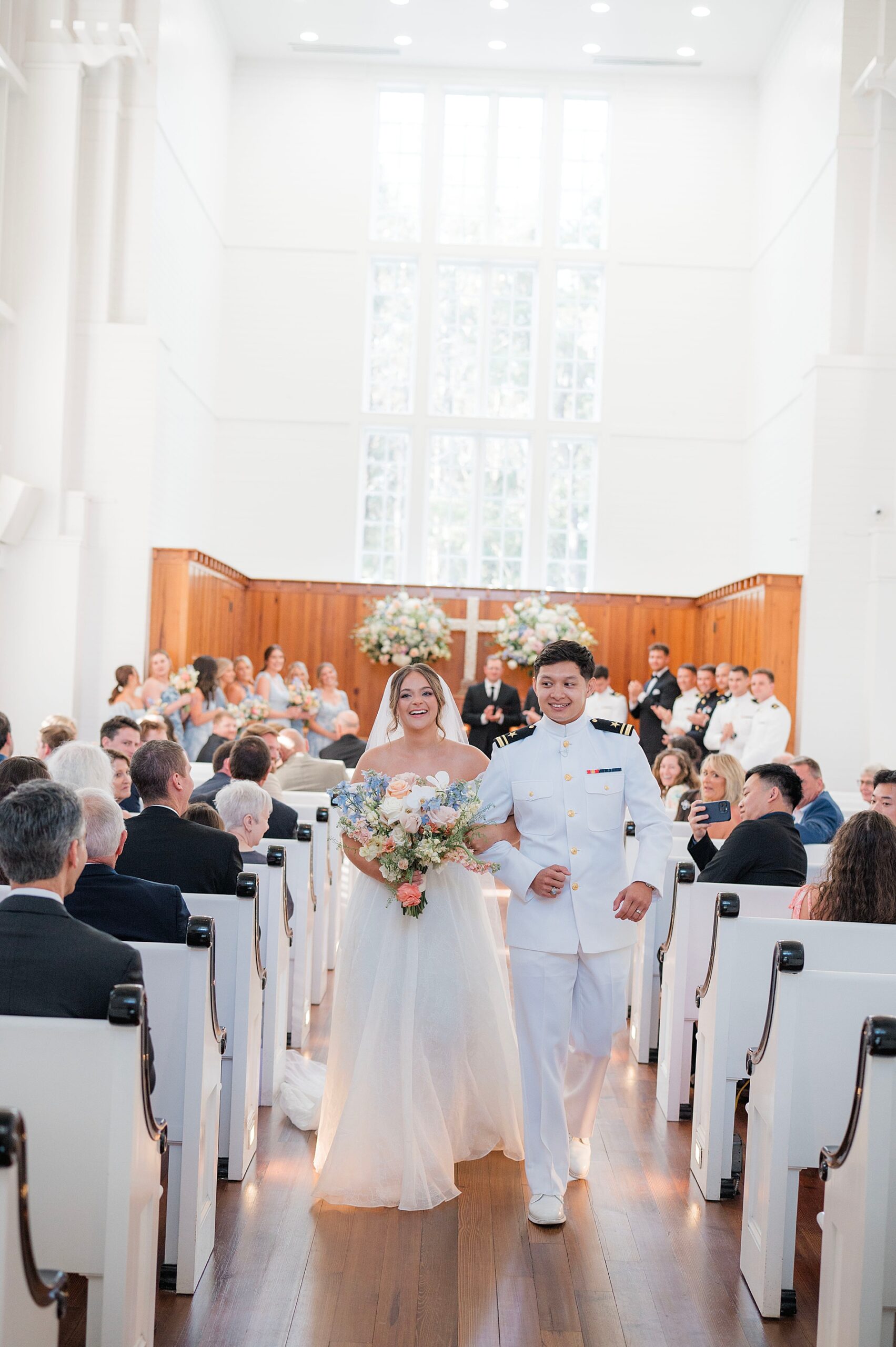 bride and groom exiting wedding