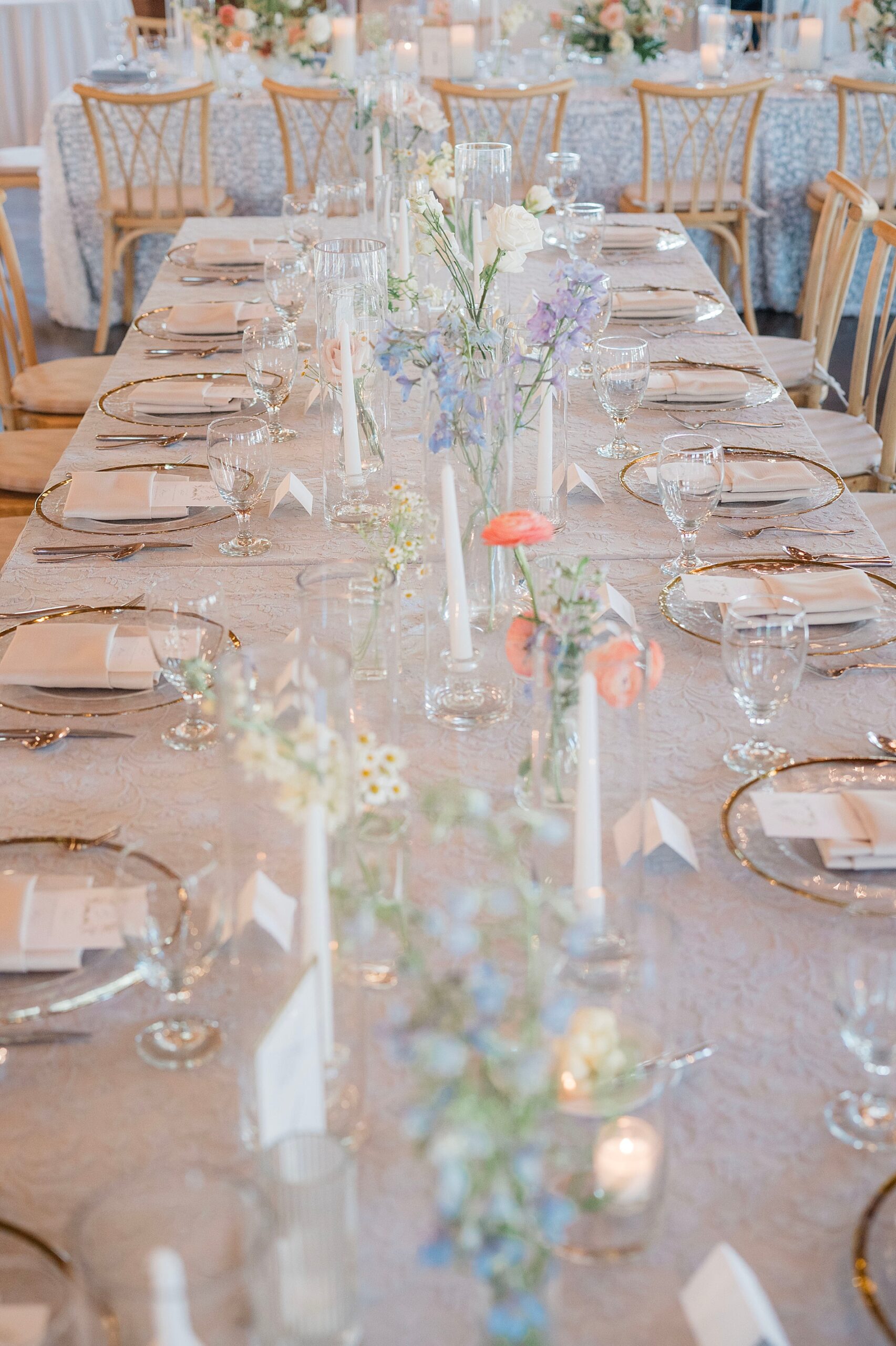 dreamy tablescape with candlelight and florals