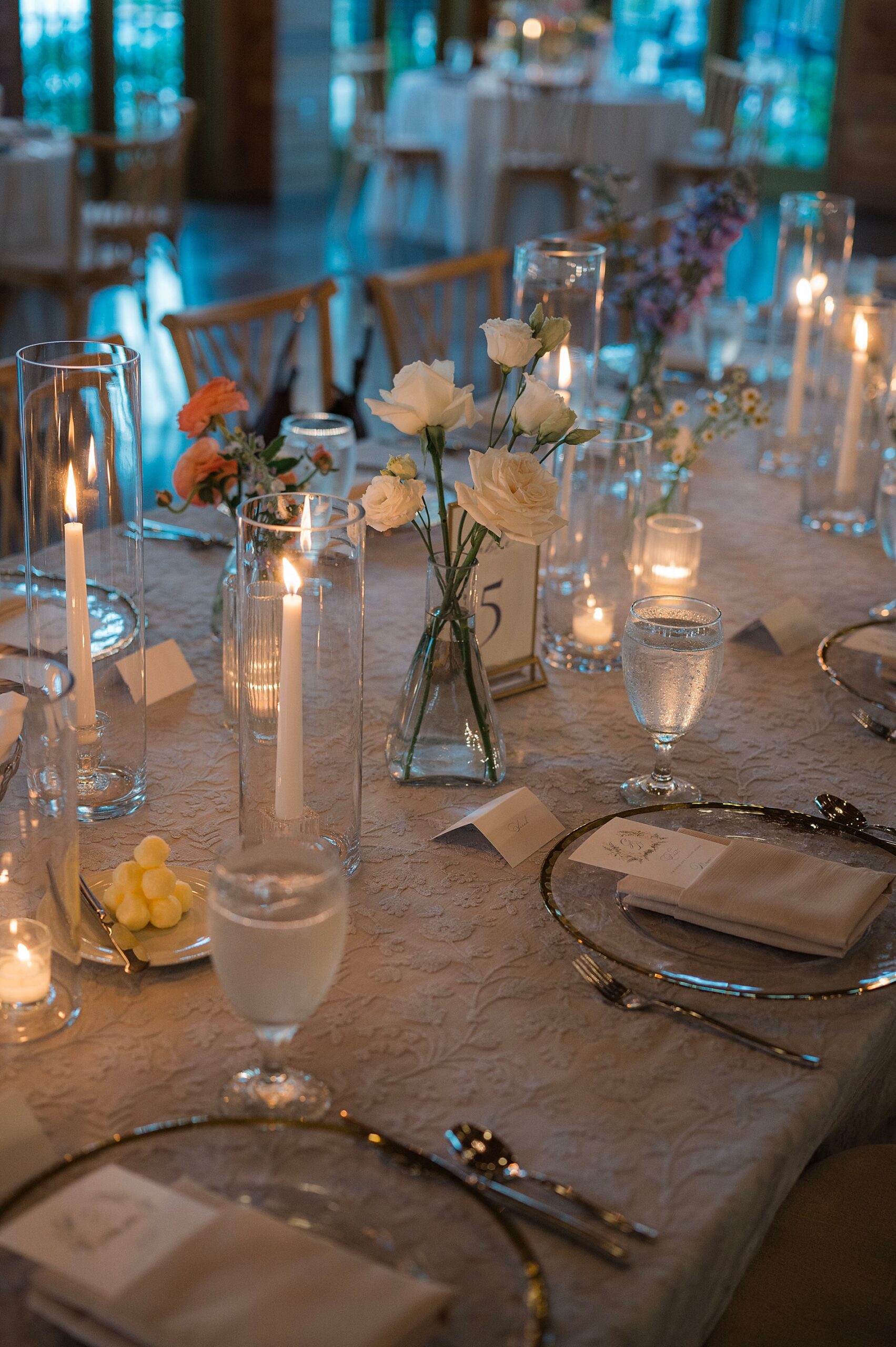 candlelight on table at reception