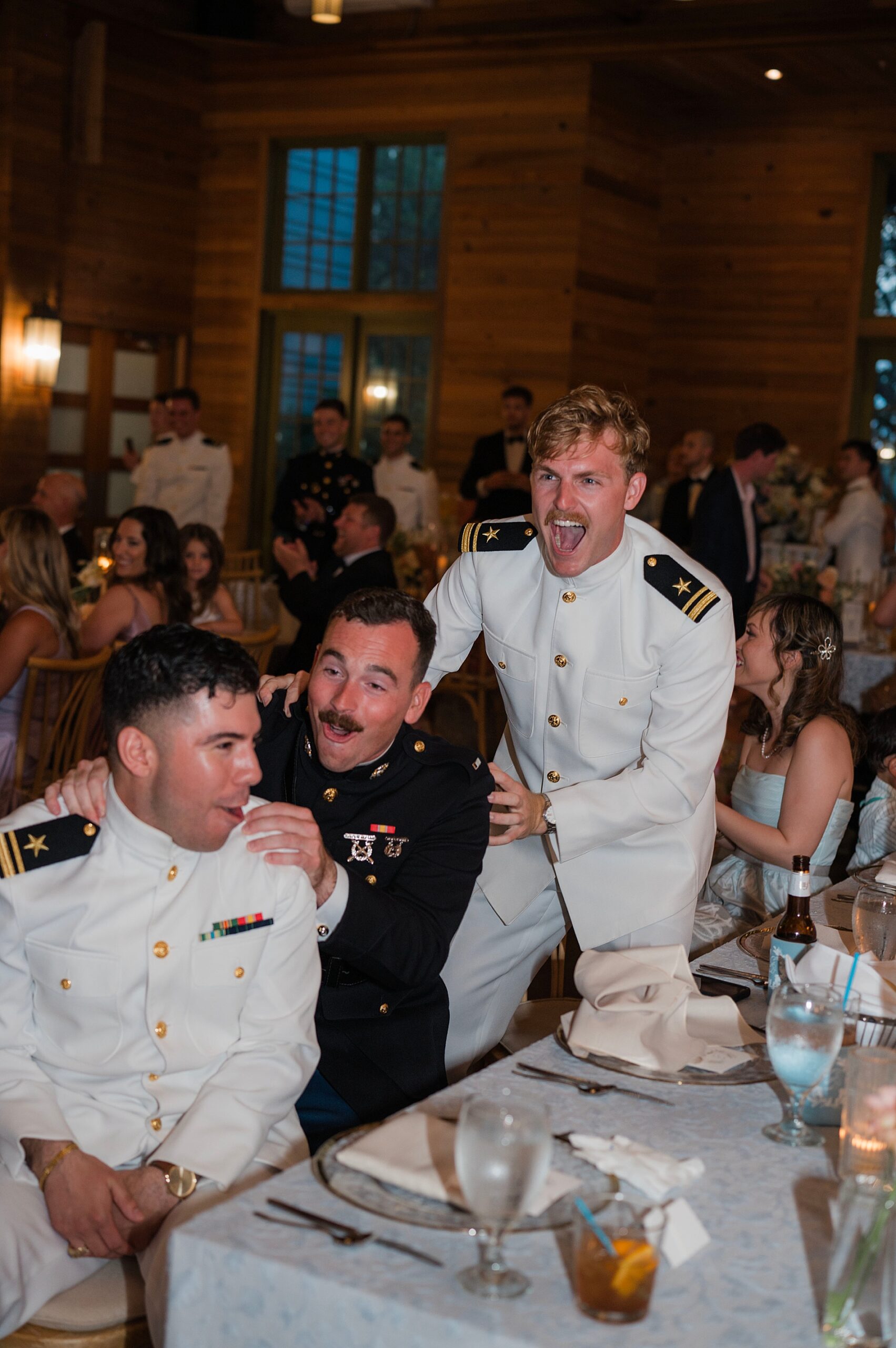 Candid photo of Naval Groomsmen