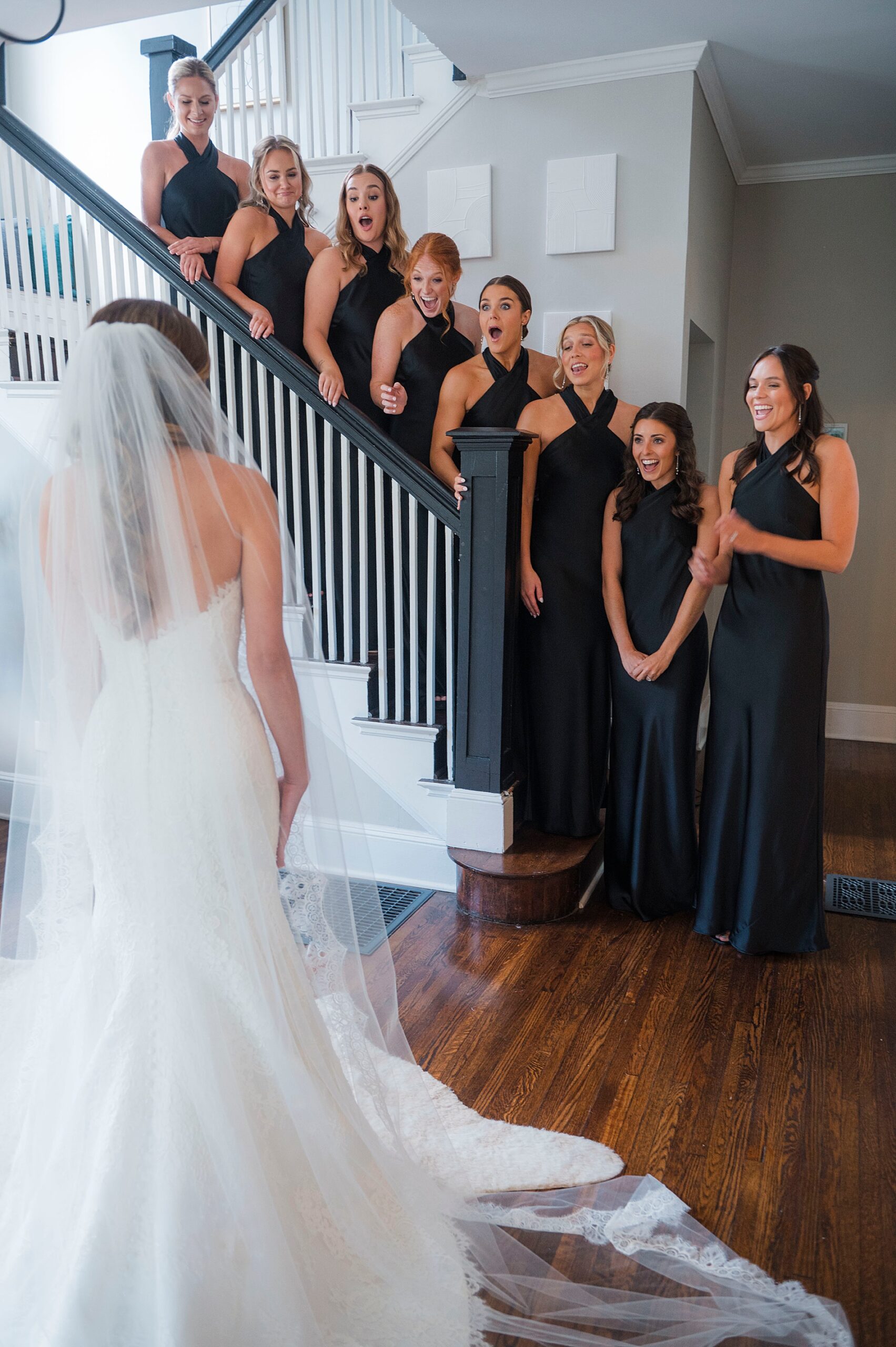 bridesmaids first look with bride