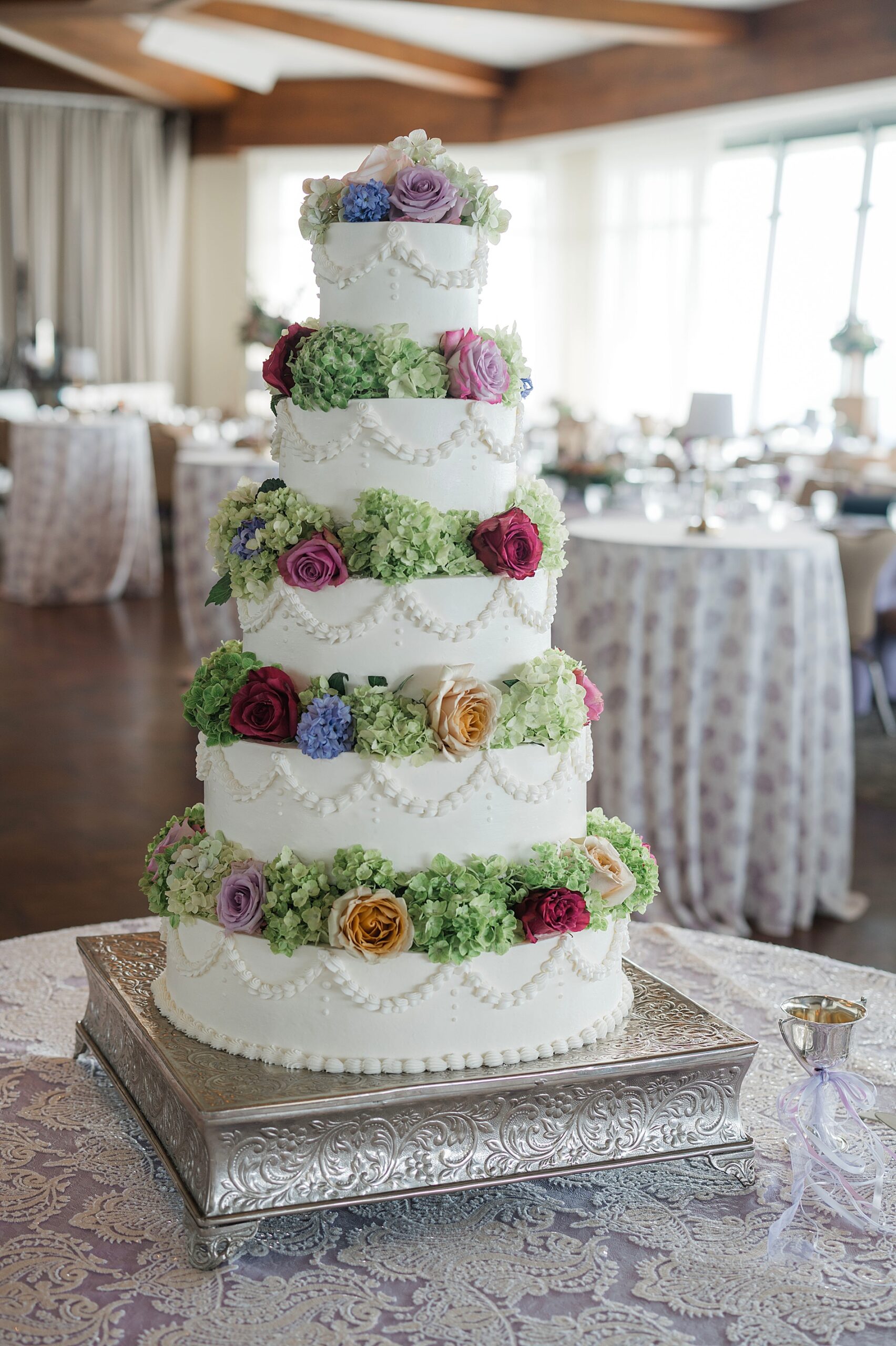 elegant five tiered wedding cake