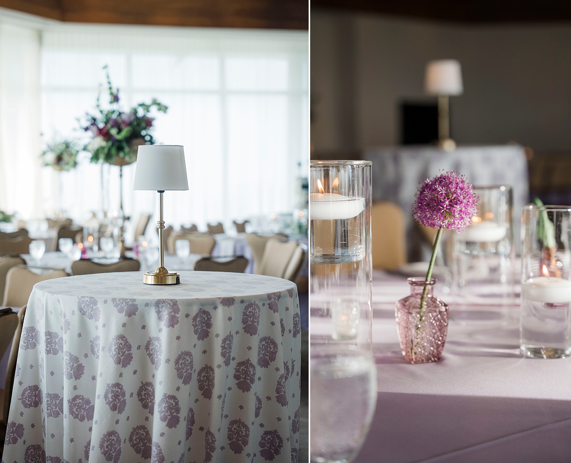 patterned linens and reception details