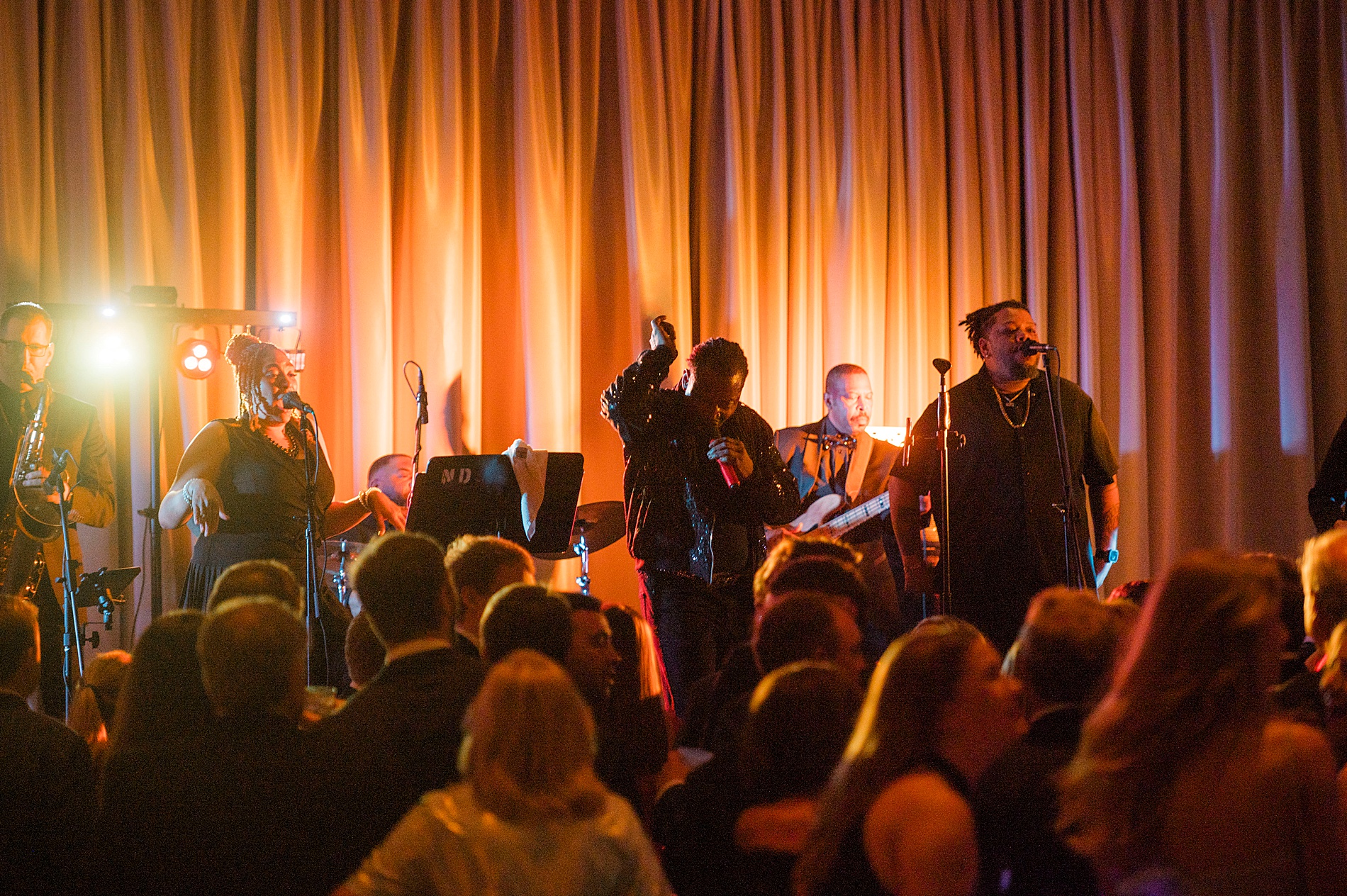 band performs at wedding reception