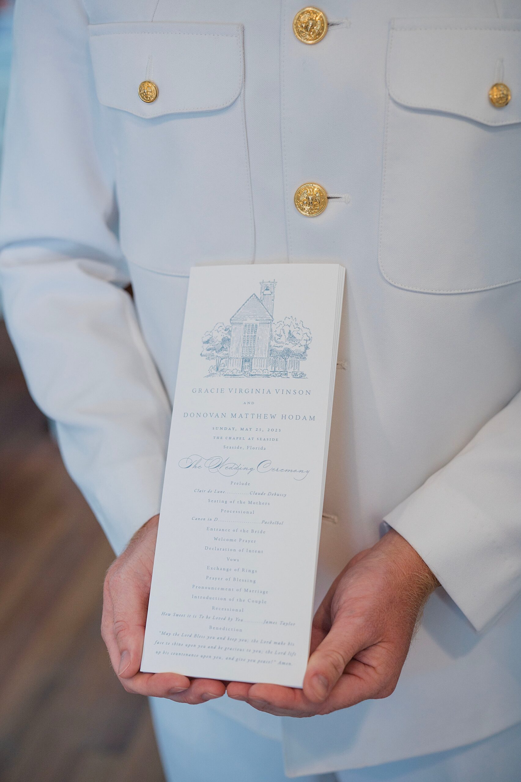 custom wedding programs with a sketch of chapel 