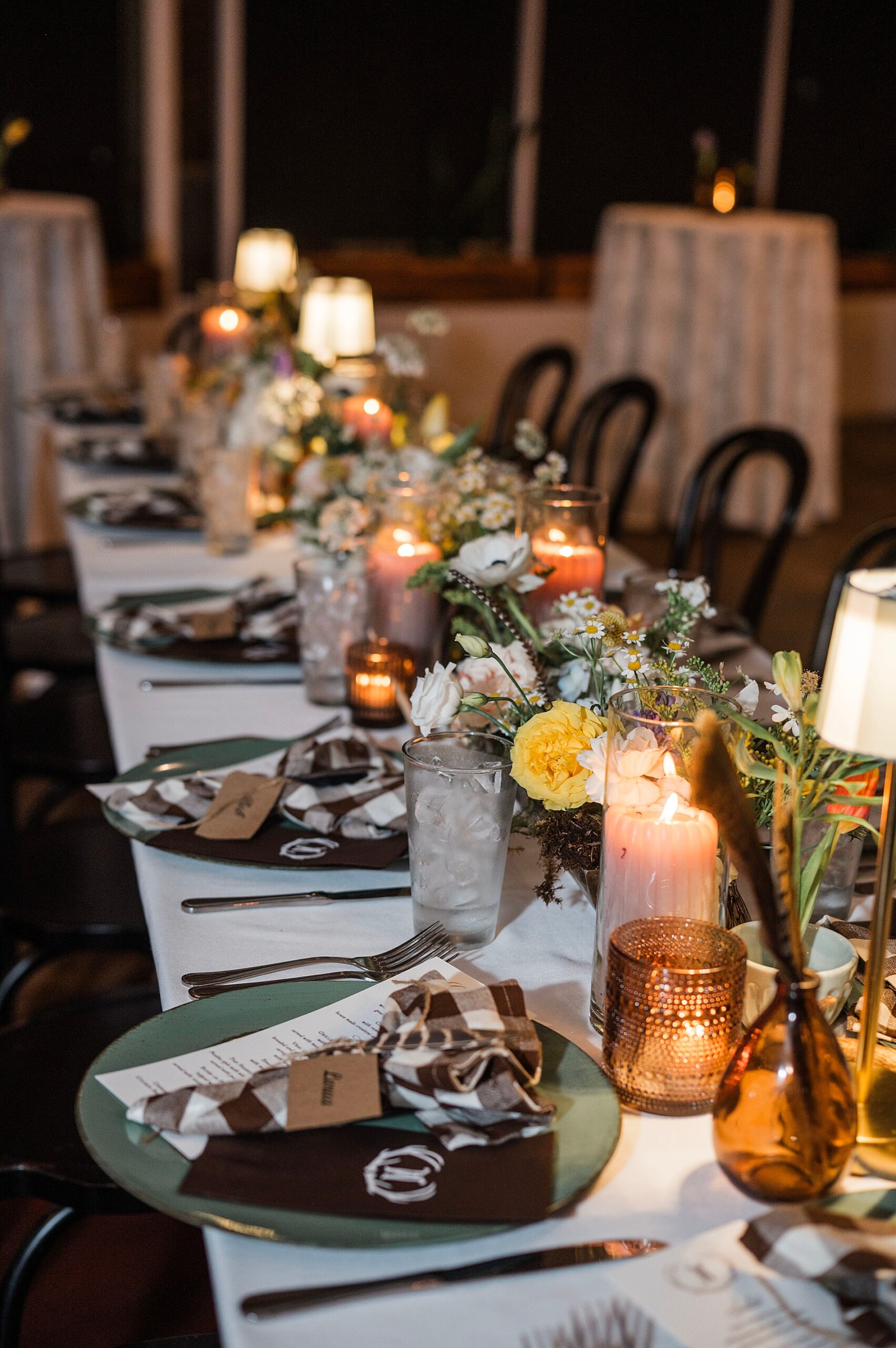 tablescape with candle light and florals