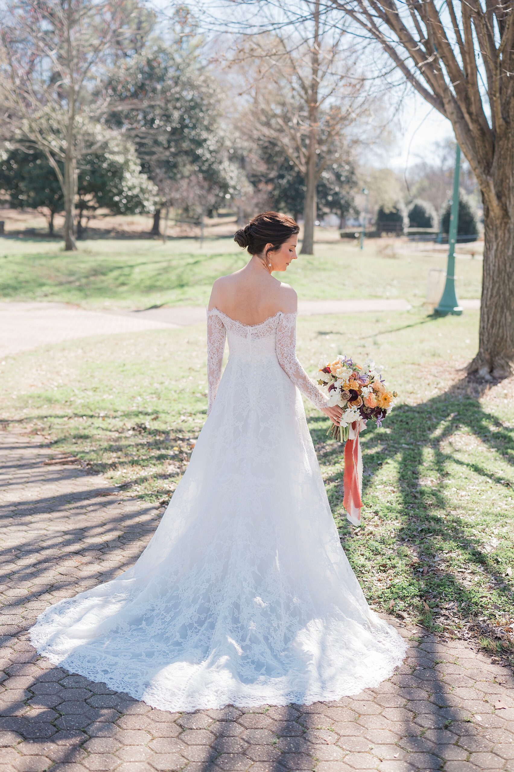 back of bride's wedding dress