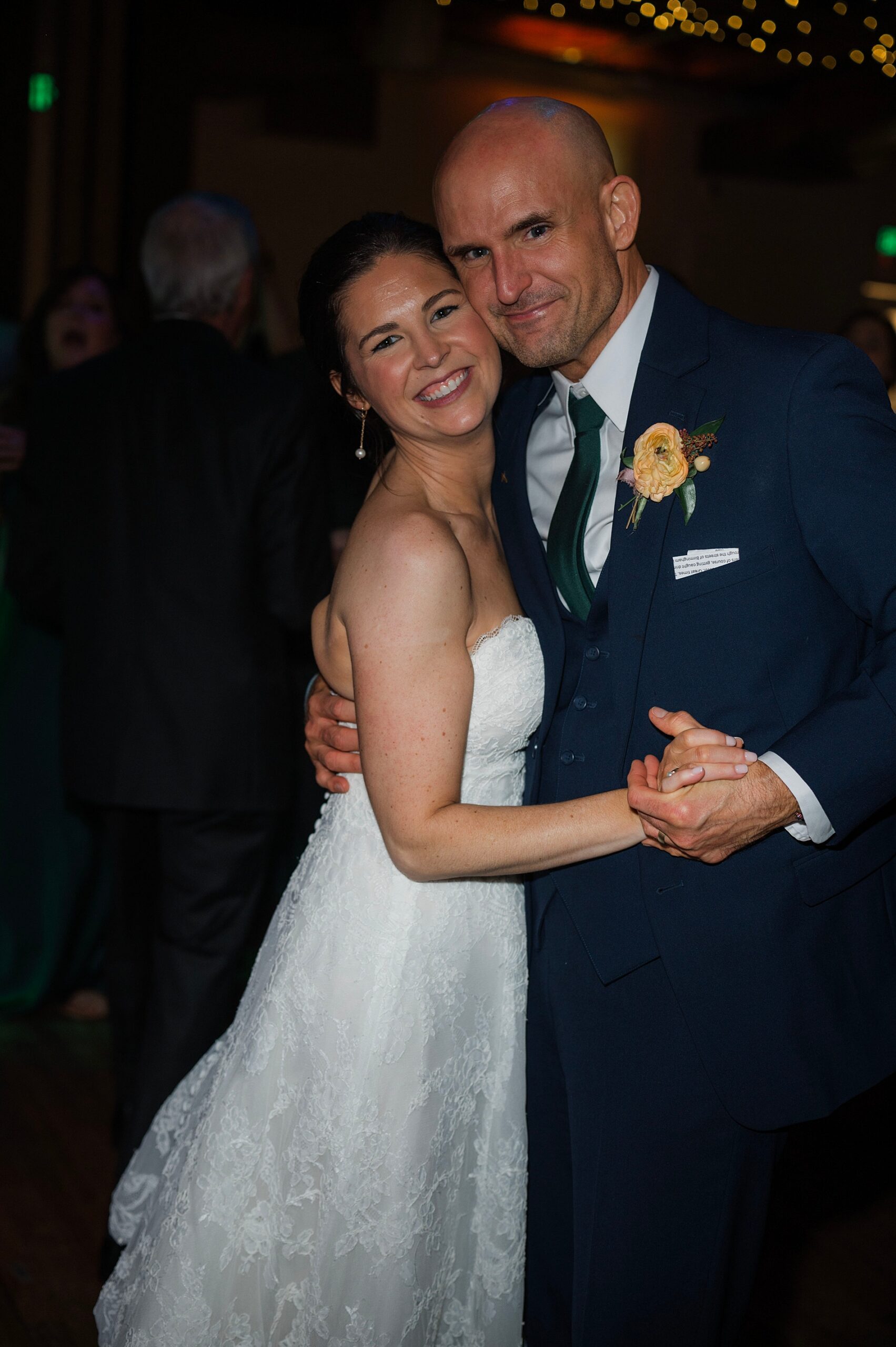 wedding portraits of bride and groom at reception