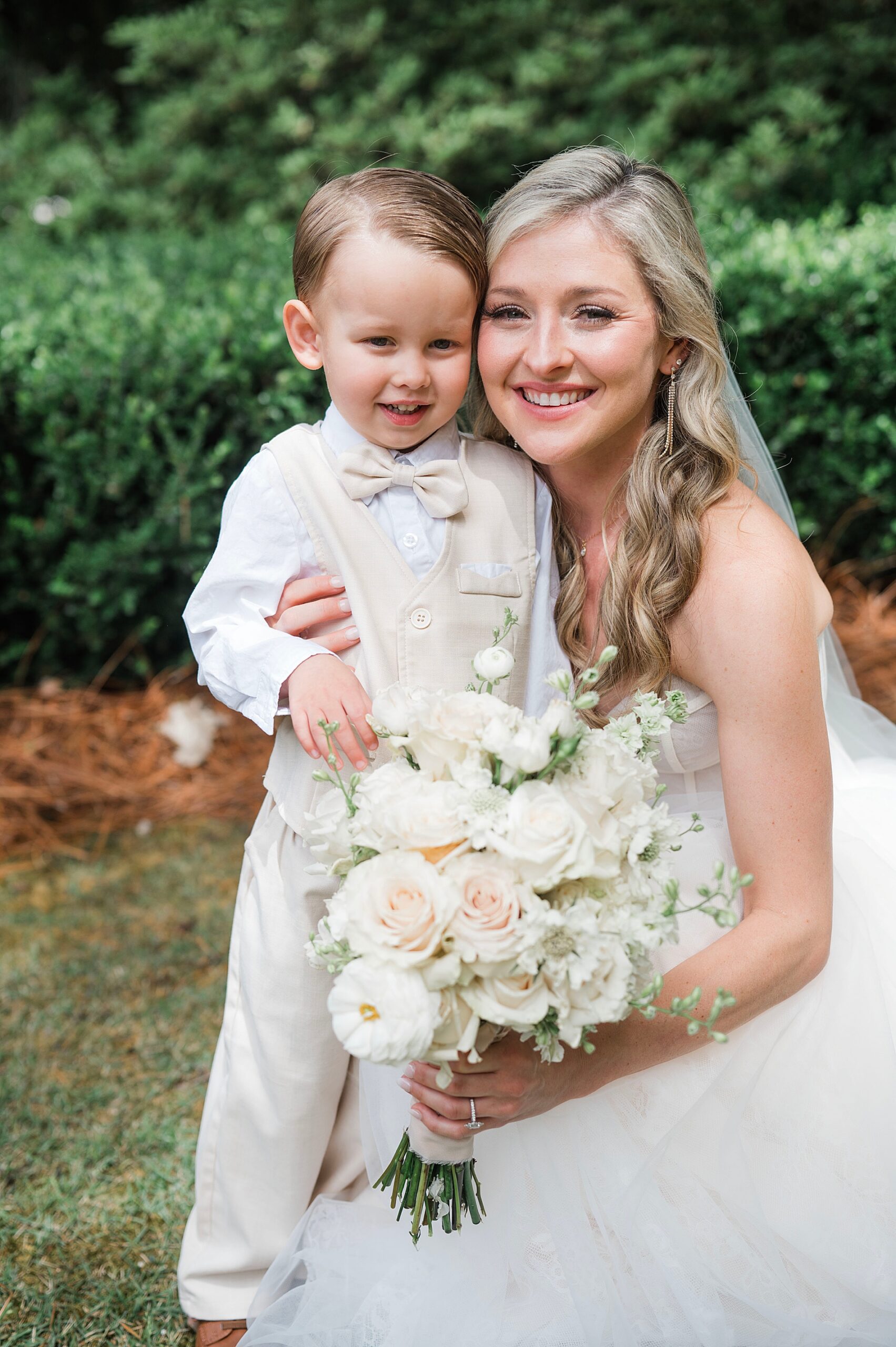 bride with ring bearer at Intimate Birmingham Wedding