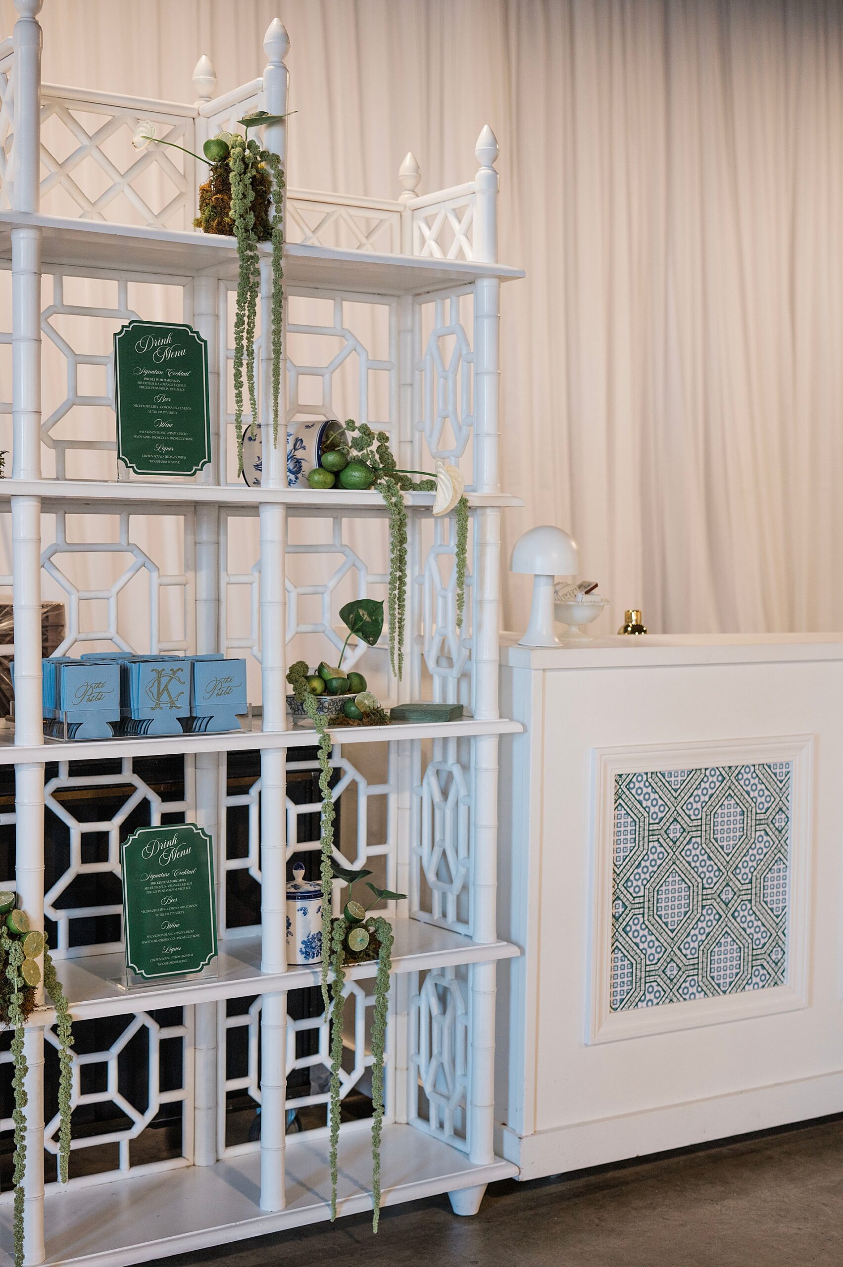 bar area details at Cotton Creek Pre-Wedding Celebration